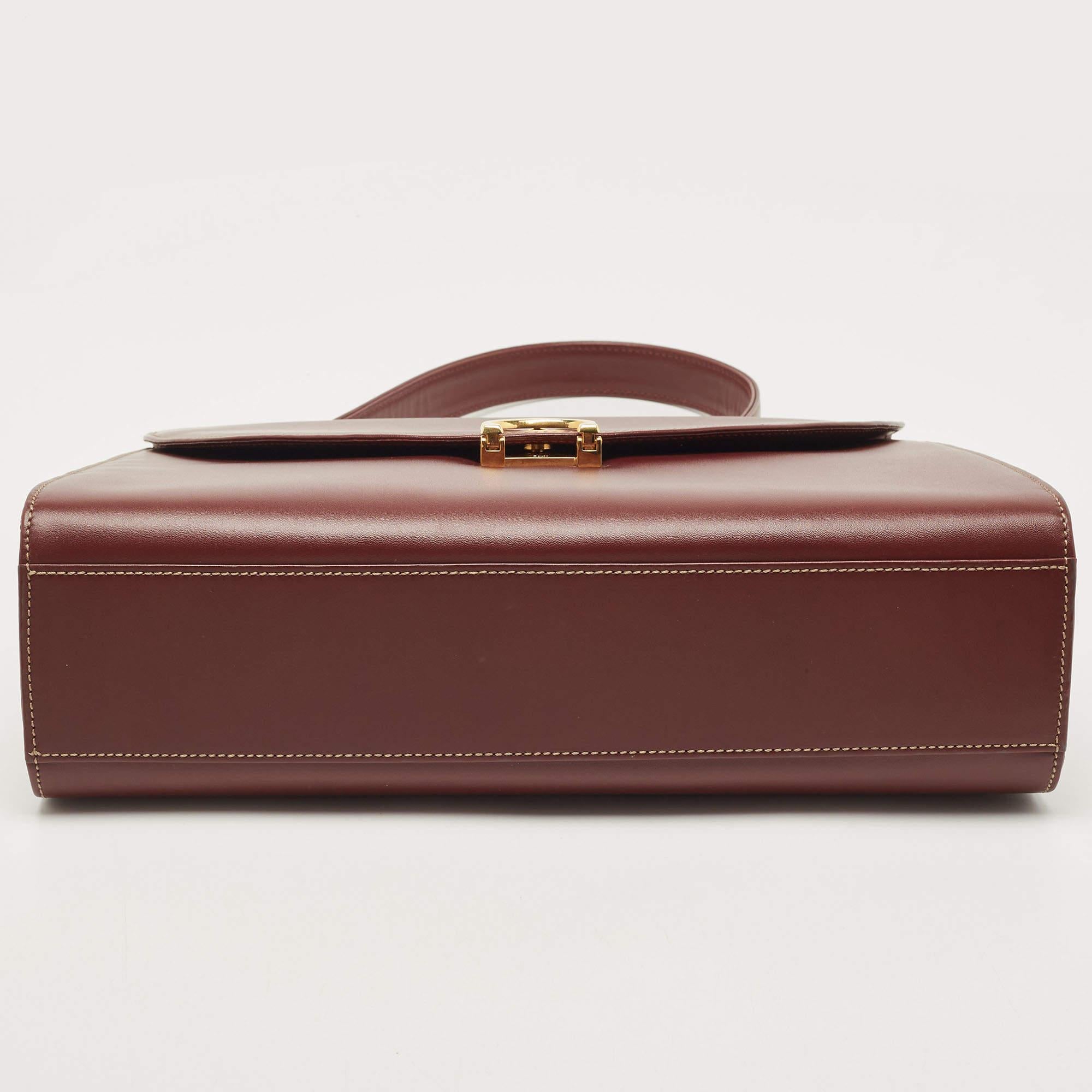 Women's Cartier Burgundy Leather Le Must De Cartier Top Handle Bag