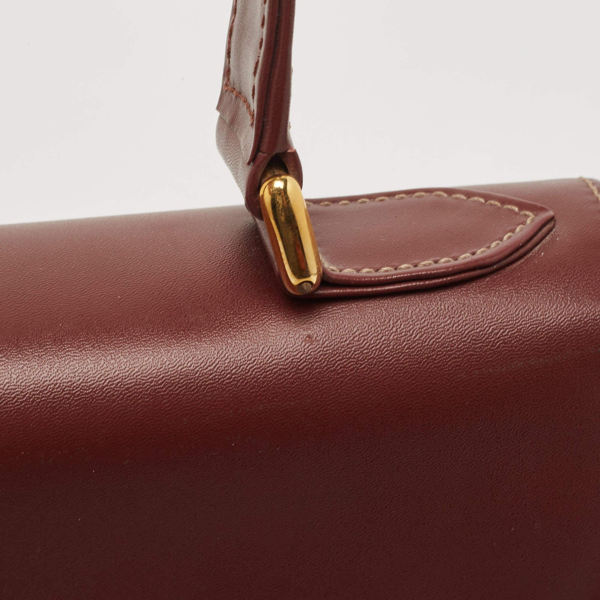 Cartier Burgundy Leather Le Must De Cartier Top Handle Bag 2