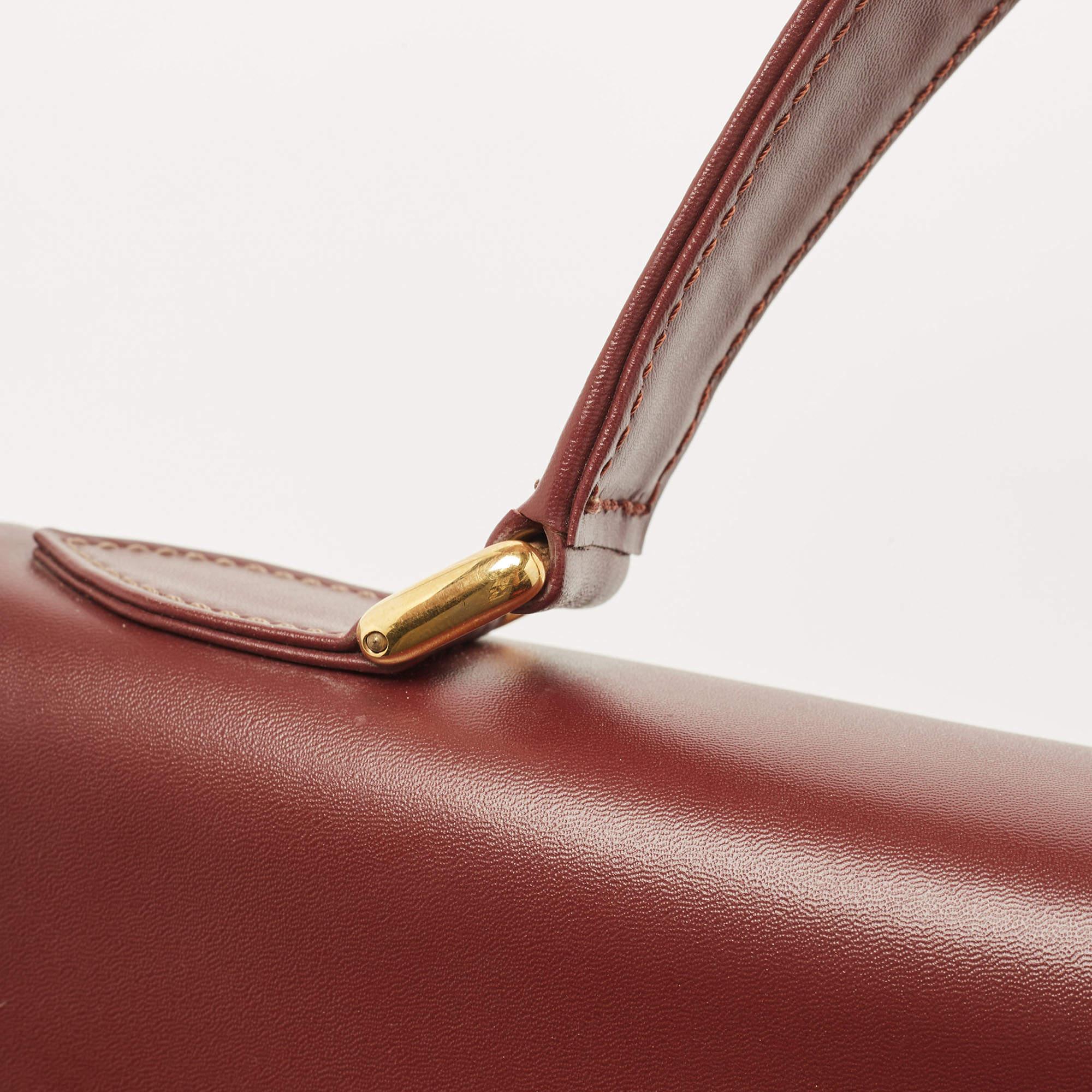 Cartier Burgundy Leather Le Must De Cartier Top Handle Bag 3