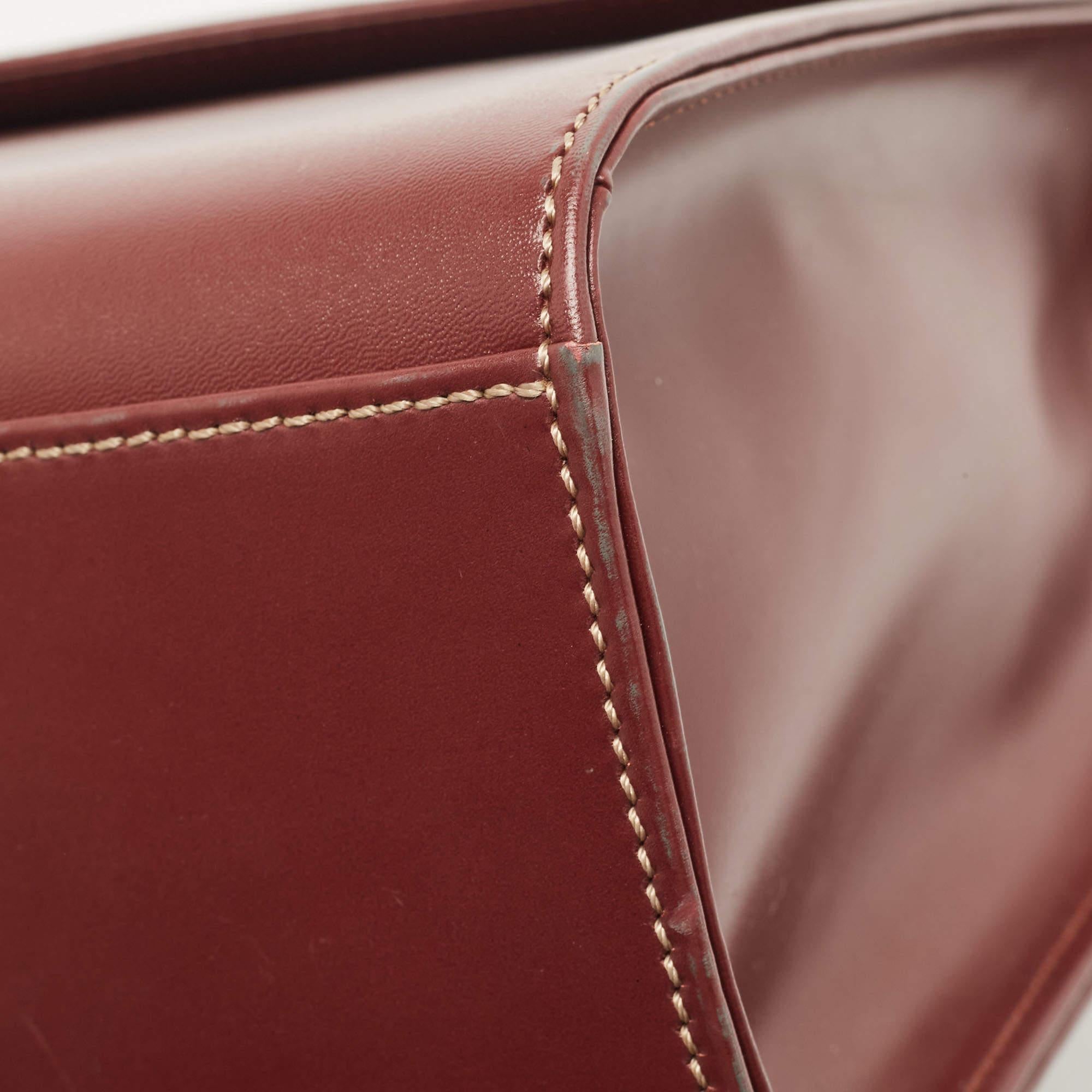 Cartier Burgundy Leather Le Must De Cartier Top Handle Bag 4