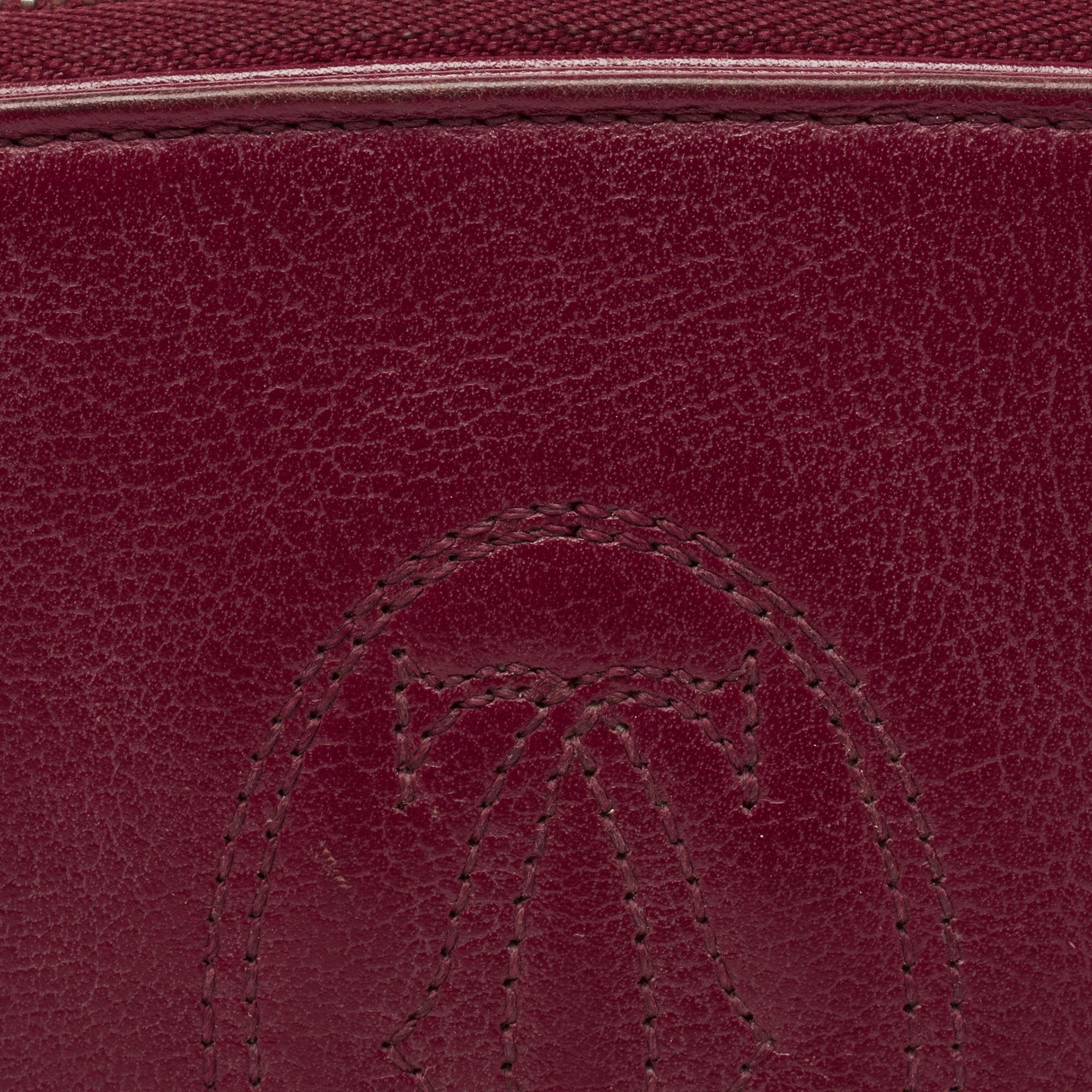 Cartier Burgundy Leather Marcello Zip Around Wallet 3