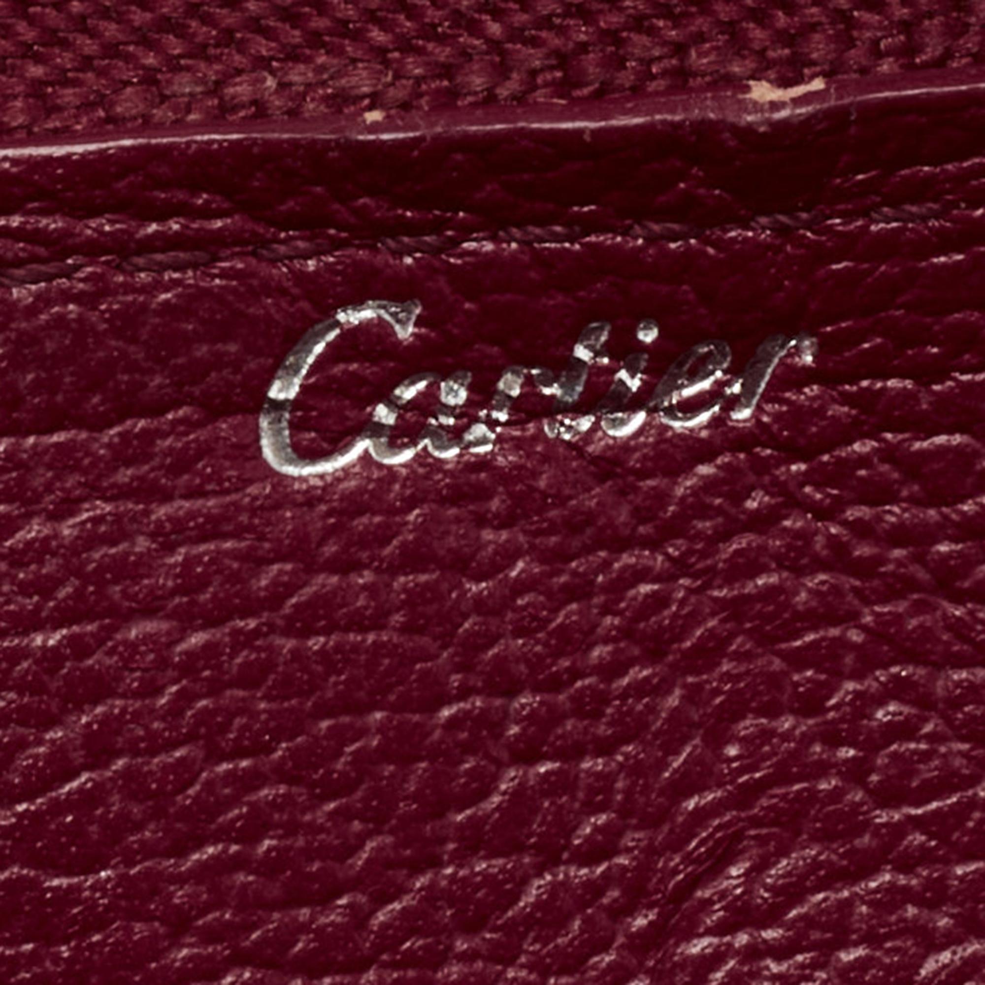Cartier Burgundy Leather Marcello Zip Around Wallet 1
