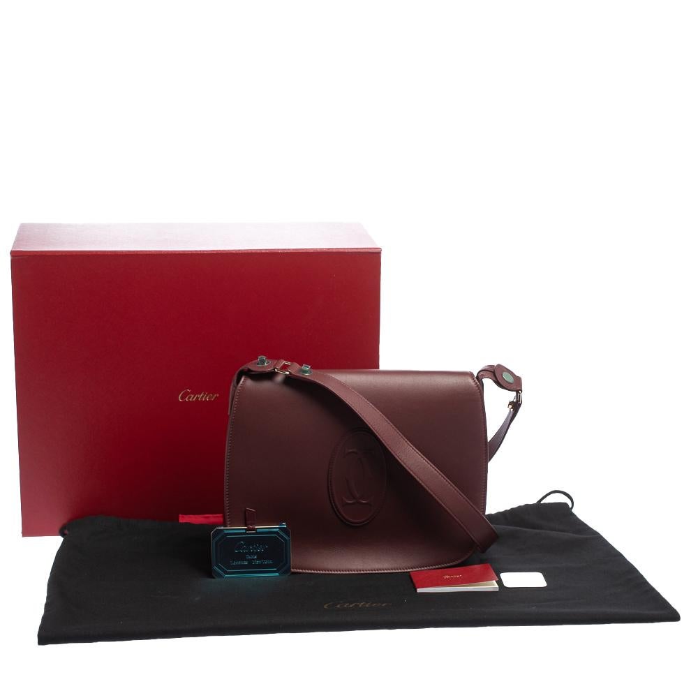Cartier Burgundy Leather Medium Must de Cartier Flap Bag 8