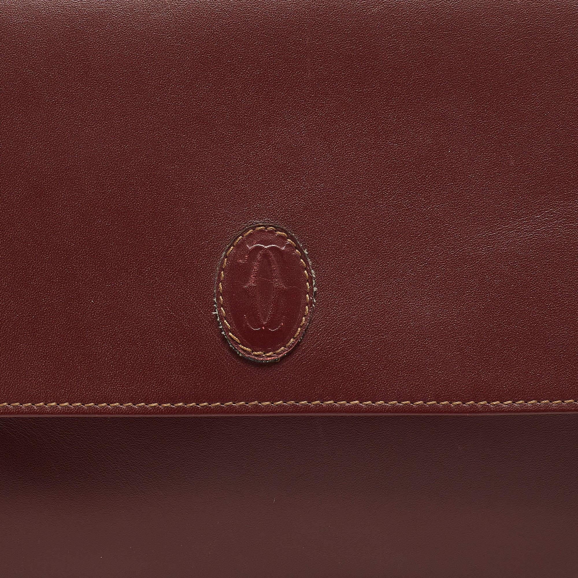 Cartier Burgundy Leather Must 21 de Cartier Flap Clutch 7