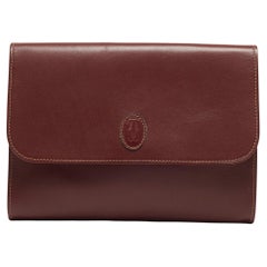 Cartier Burgunderfarbene Must 21 de Cartier Clutch aus Leder mit Klappe