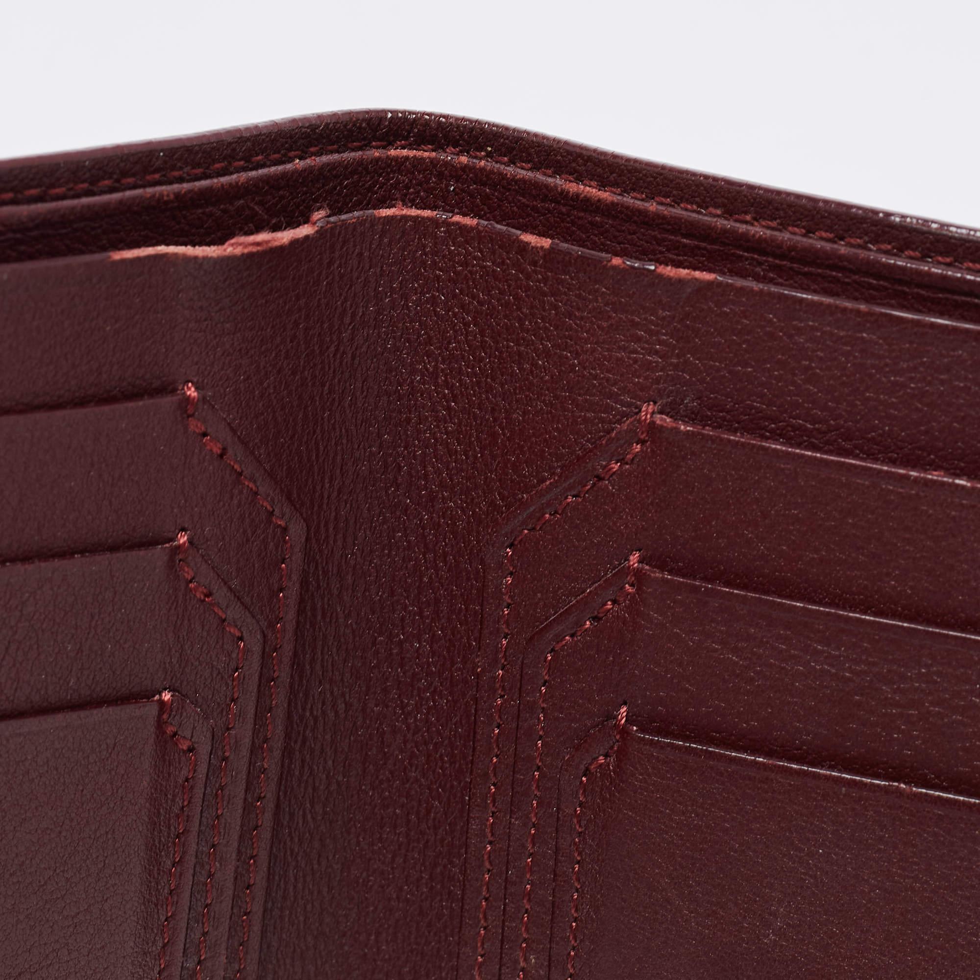 Cartier Burgundy Leather Must De Cartier 6CC Bifold Wallet 6