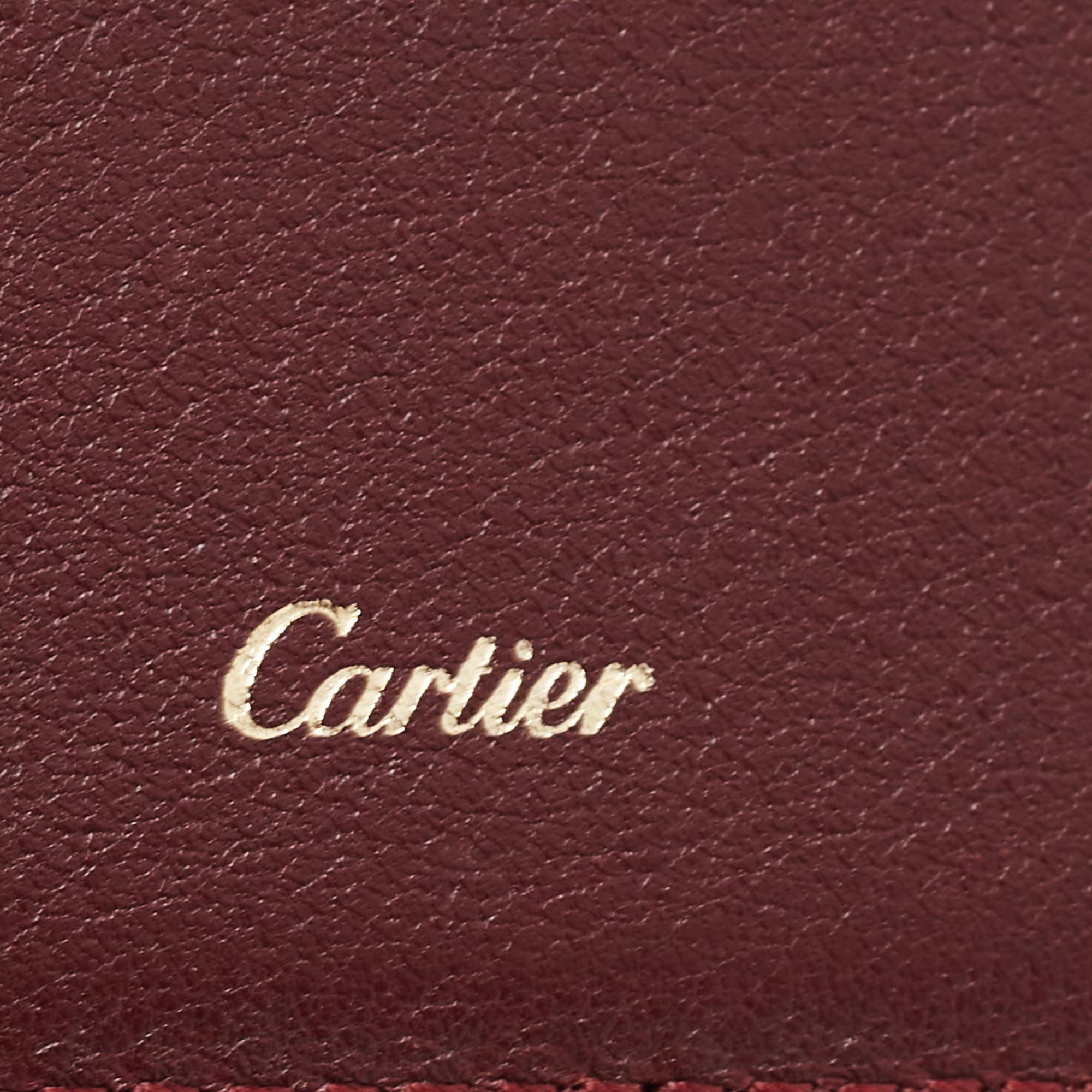 Cartier Burgundy Leather Must De Cartier 6CC Bifold Wallet 7