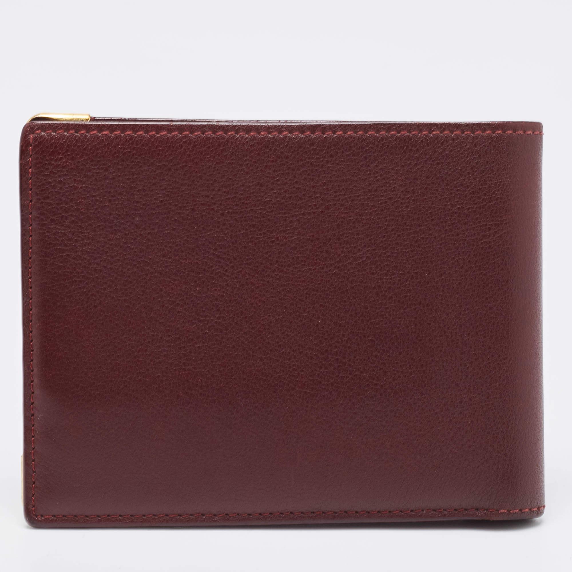 Cartier Burgundy Leather Must De Cartier 6CC Bifold Wallet 1