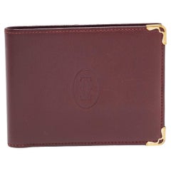 Cartier Burgundy Leather Must De Cartier 6CC Bifold Wallet