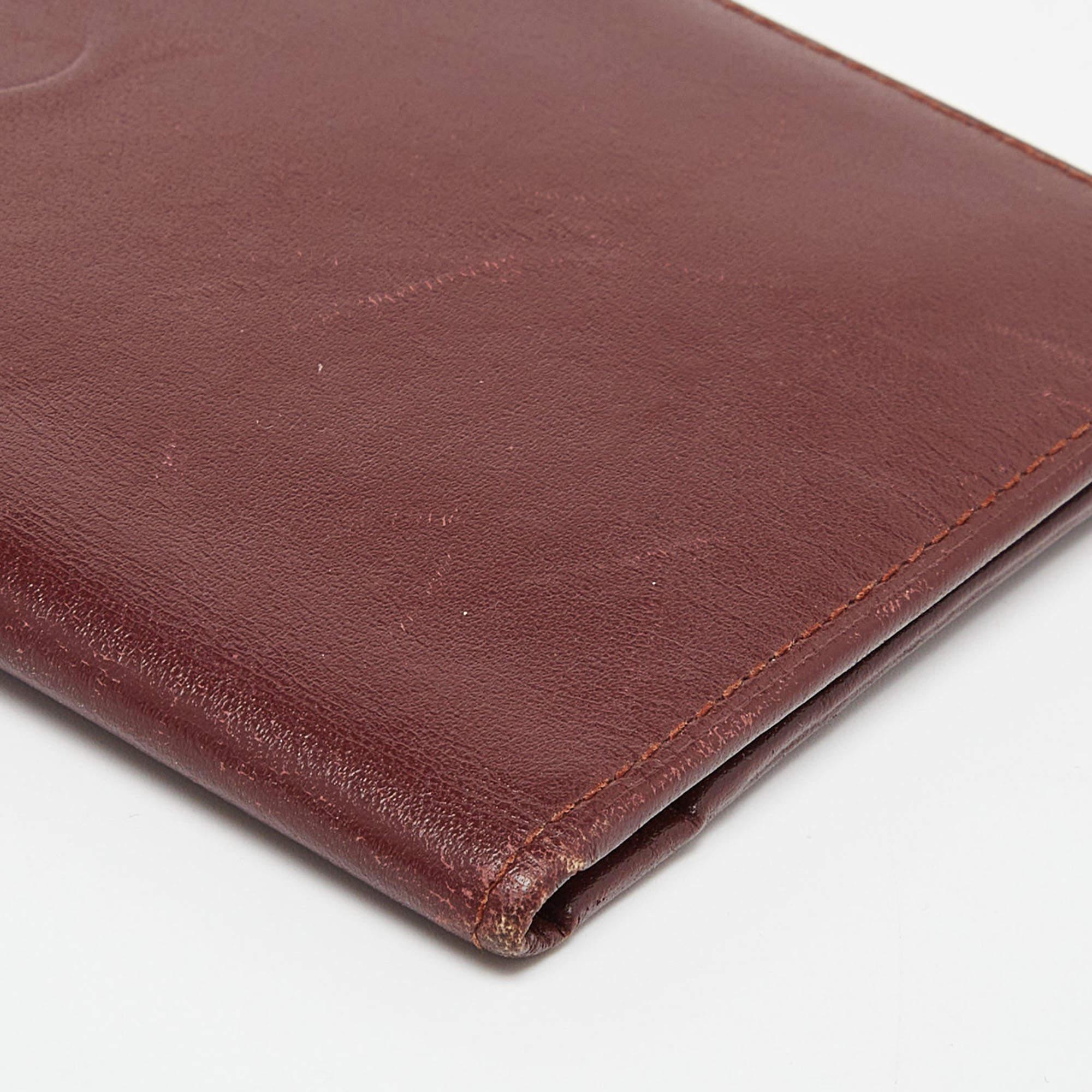 Cartier Burgundy Leather Must de Cartier Bifold Long Wallet 5
