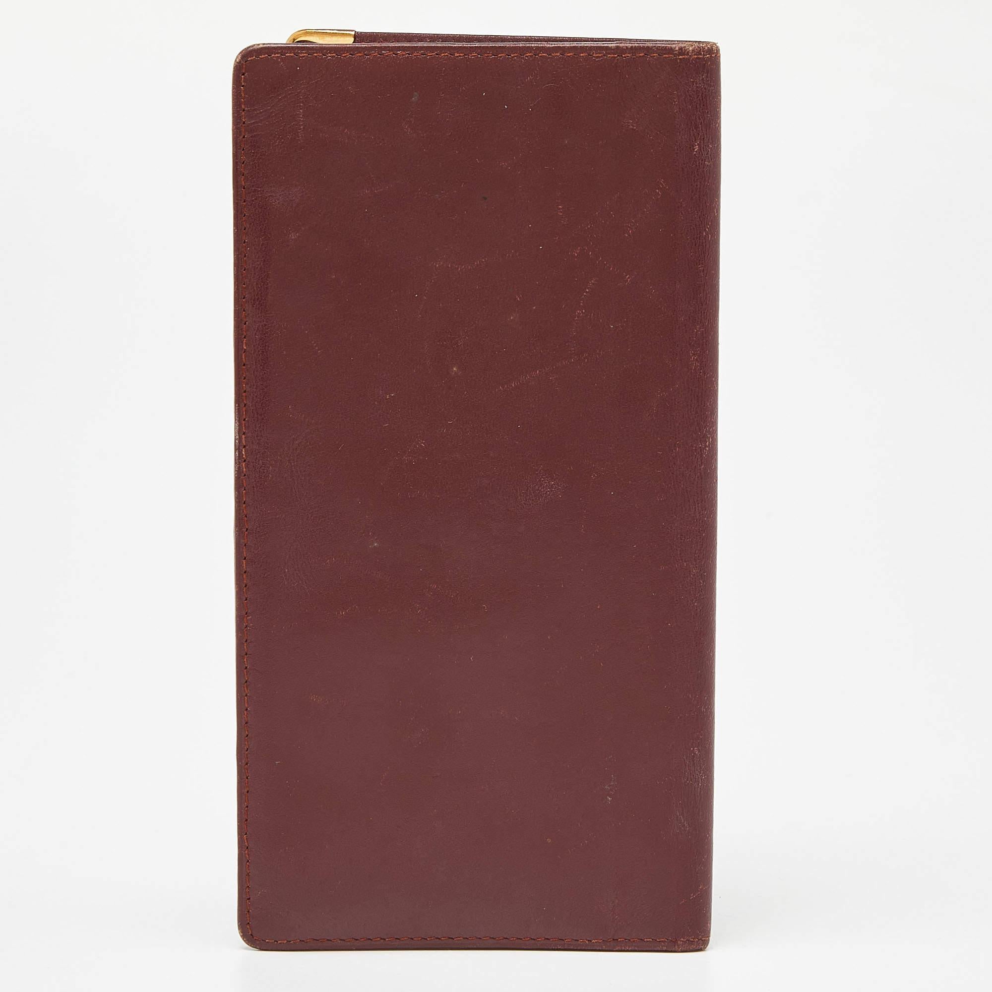 Women's Cartier Burgundy Leather Must de Cartier Bifold Long Wallet