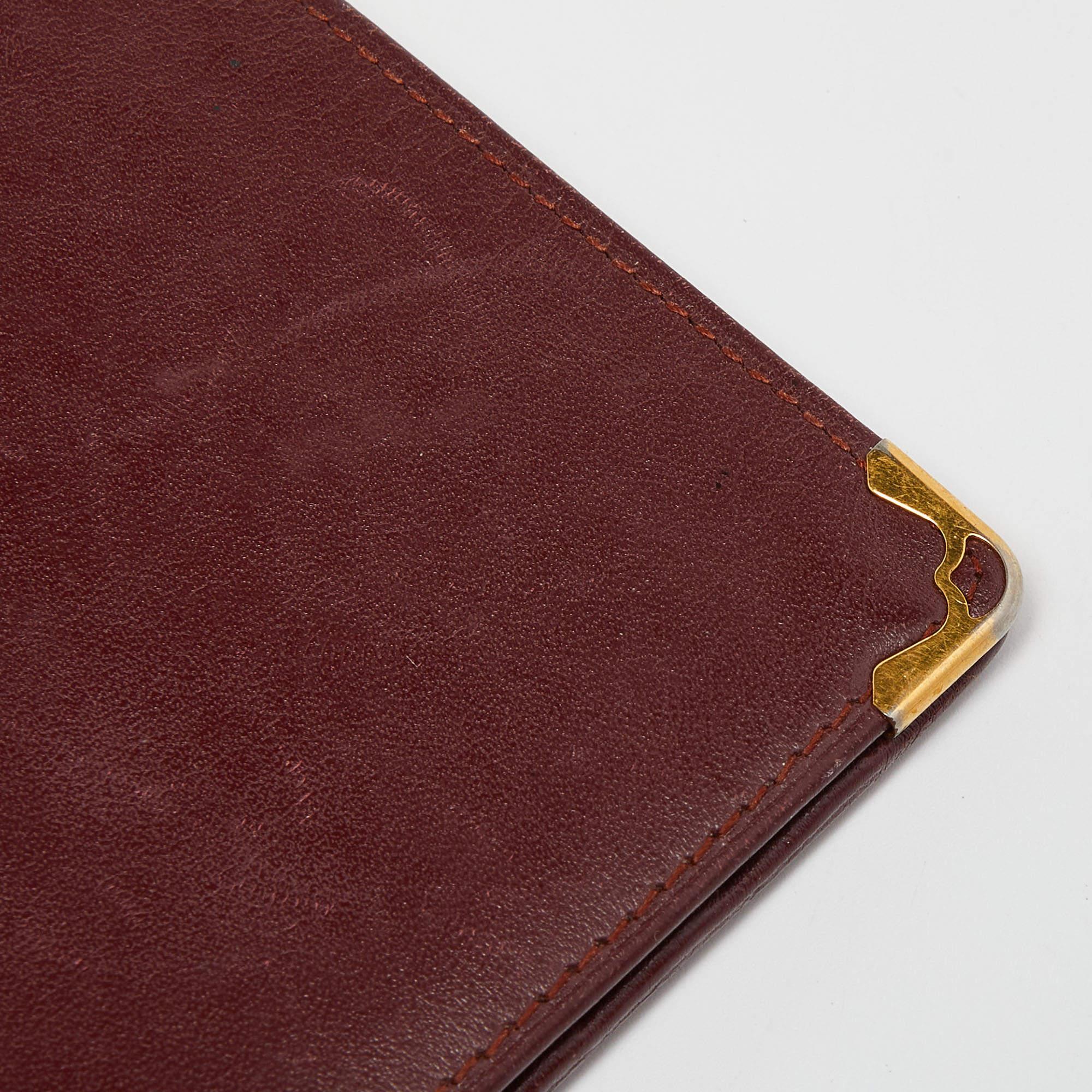 Cartier Burgundy Leather Must de Cartier Bifold Long Wallet 2