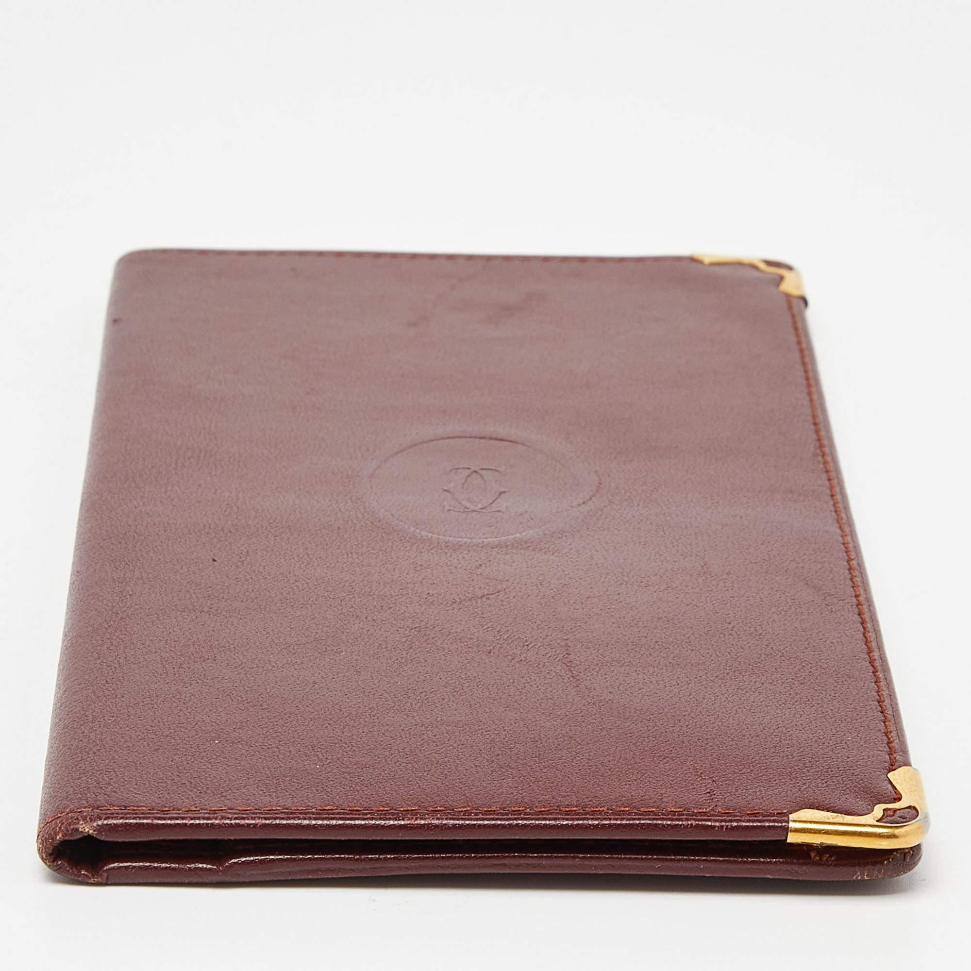 Cartier Burgundy Leather Must de Cartier Bifold Long Wallet 3