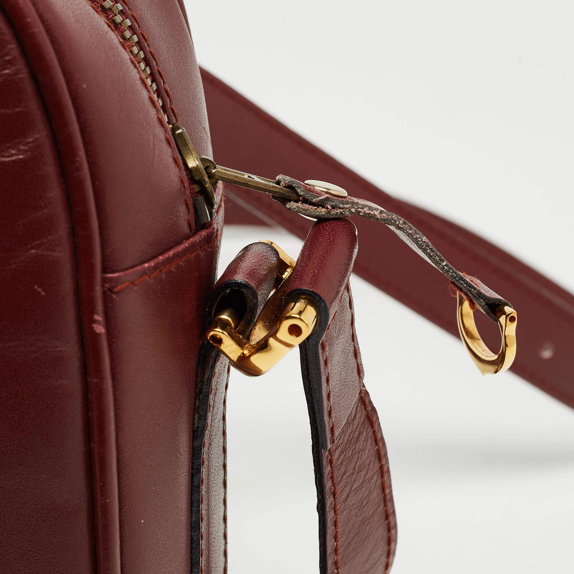 Cartier Burgundy Leather Must de Cartier Crossbody Bag For Sale 11