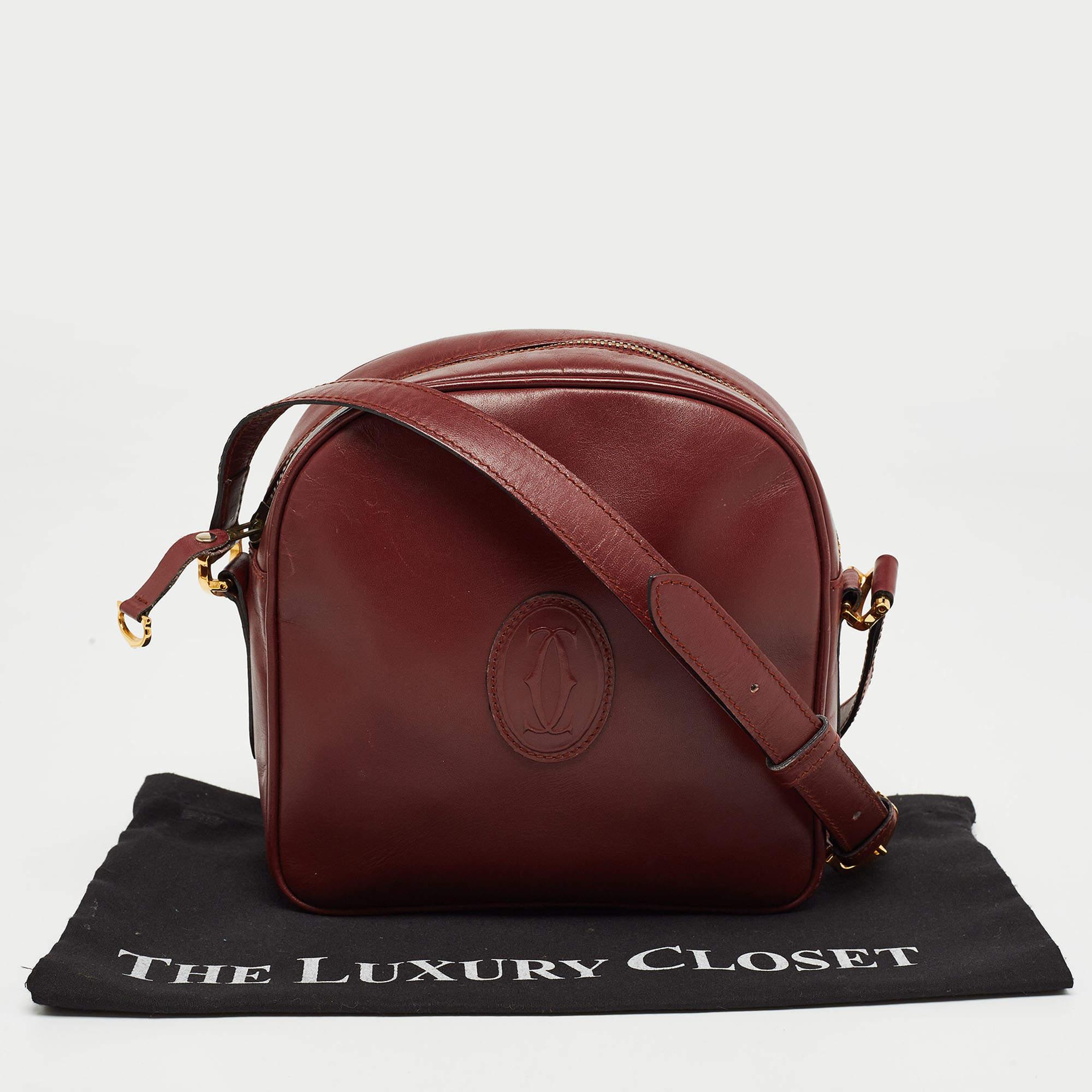 Cartier Burgundy Leather Must de Cartier Crossbody Bag For Sale 14