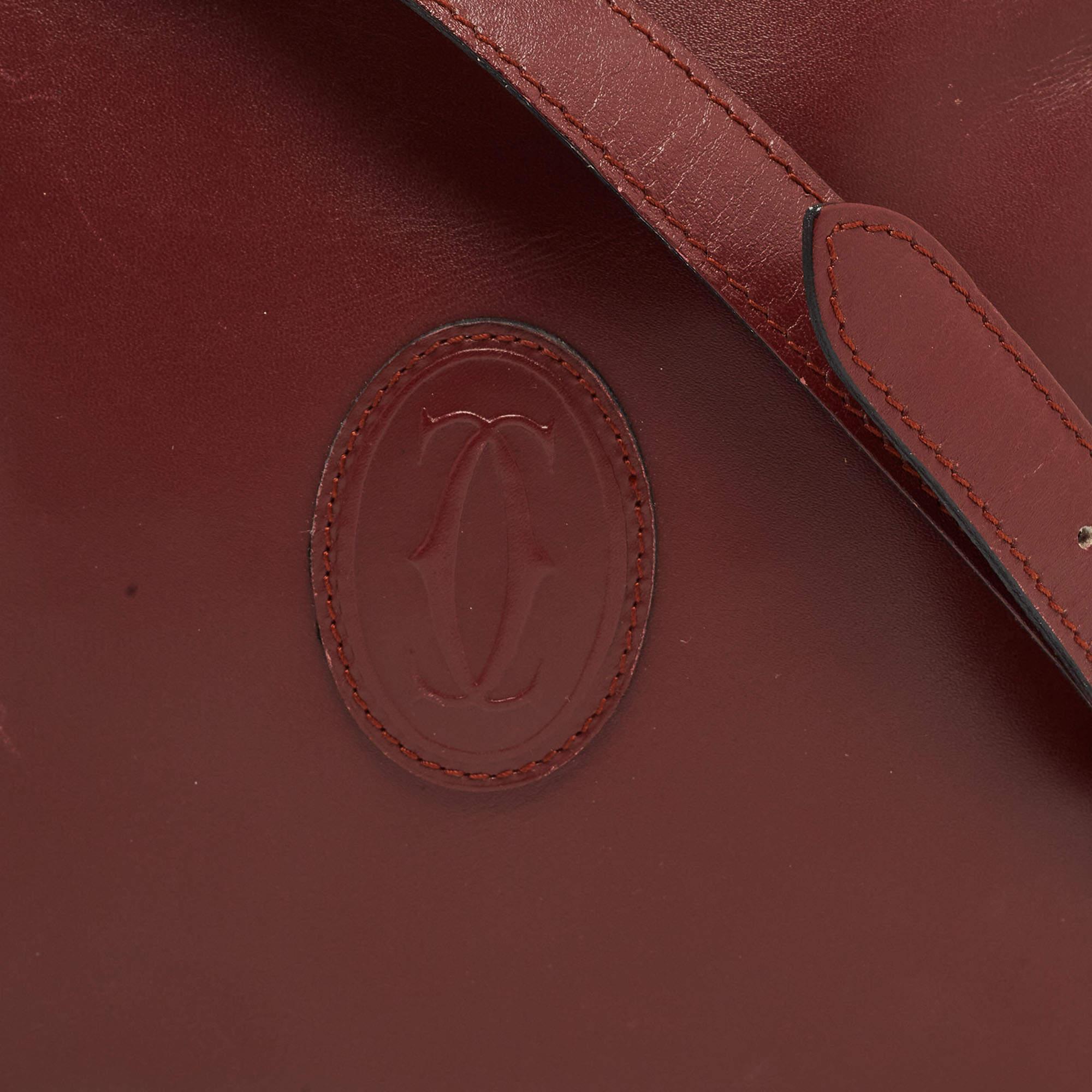 Cartier Burgundy Leather Must de Cartier Crossbody Bag For Sale 4