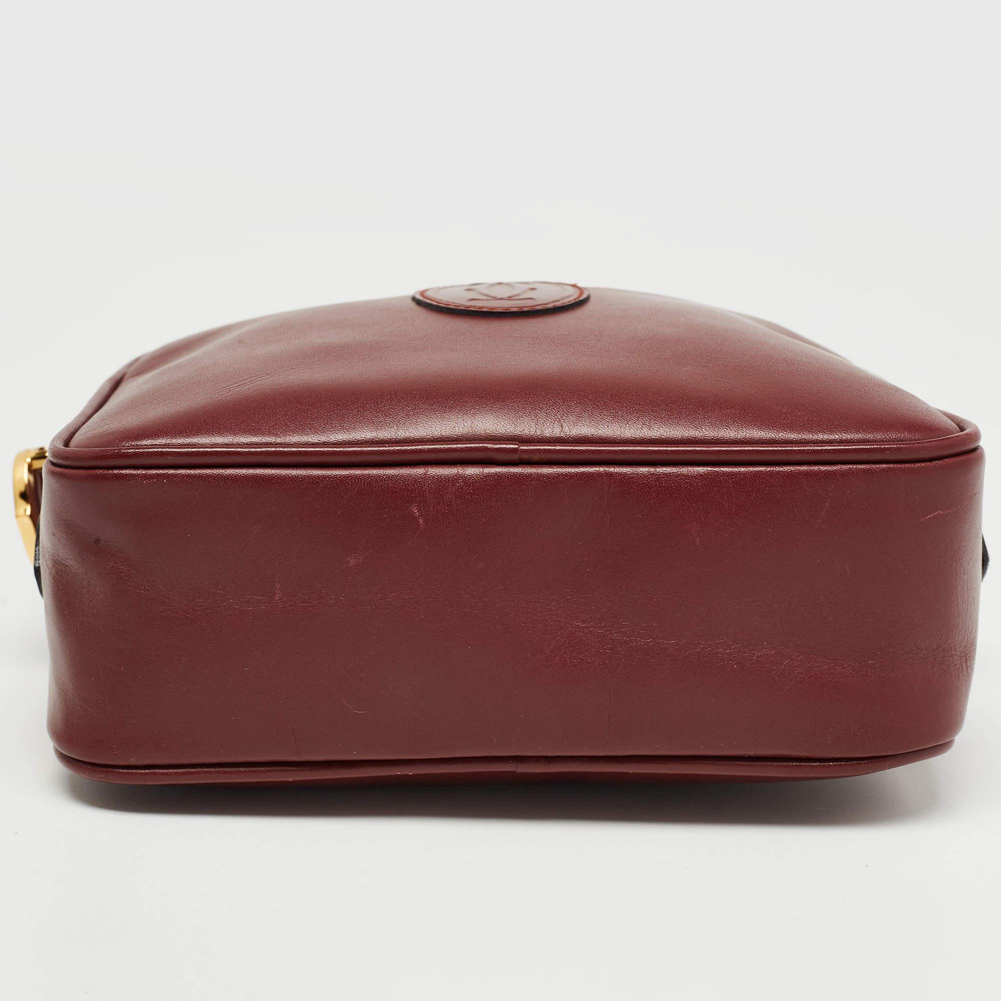 Cartier Burgundy Leather Must de Cartier Crossbody Bag For Sale 5
