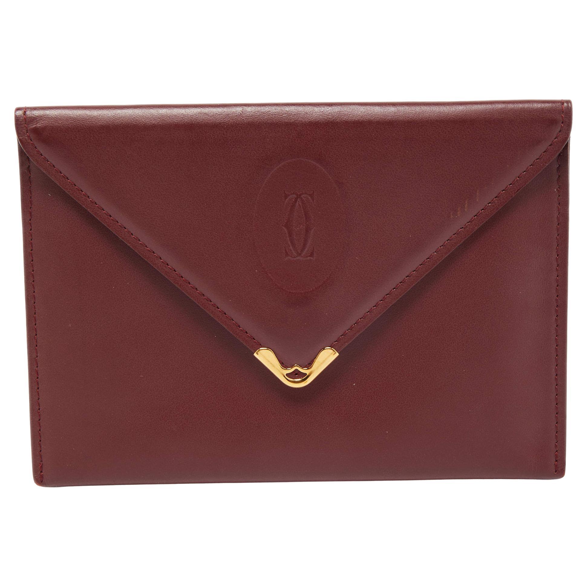 Cartier Burgundy Leather Must de Cartier Envelope Wallet For Sale