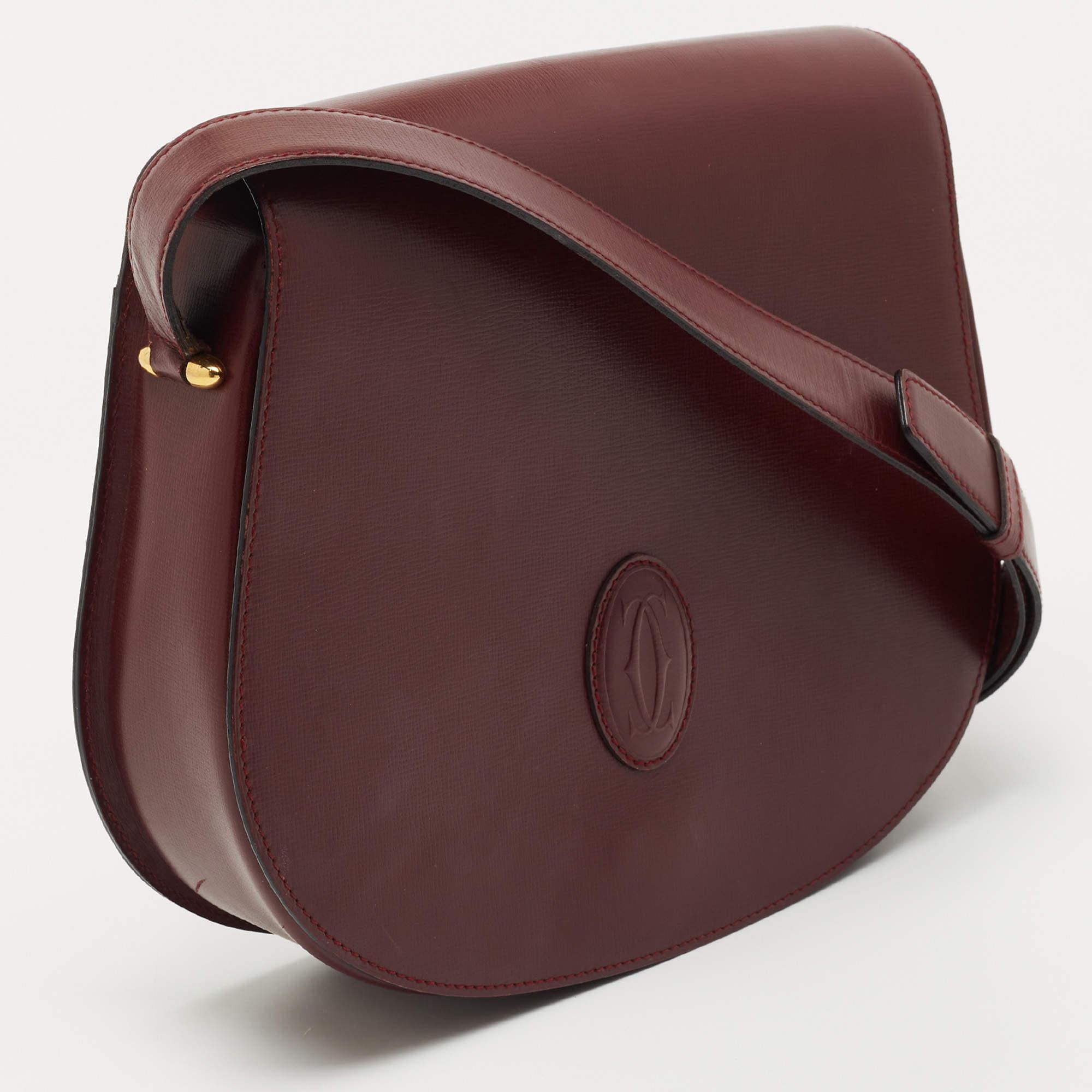 Women's Cartier Burgundy Leather Must de Cartier Saddle Bag
