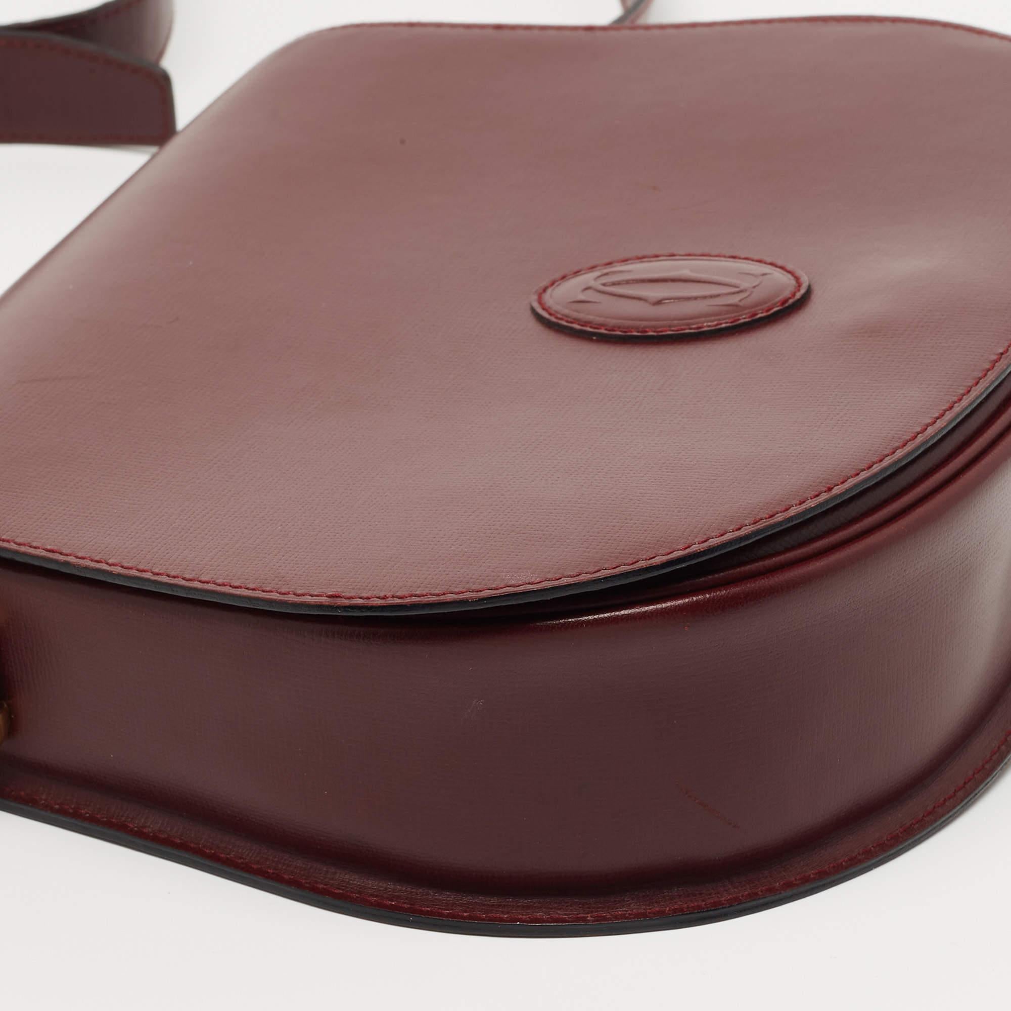 Cartier Burgundy Leather Must de Cartier Saddle Bag 2