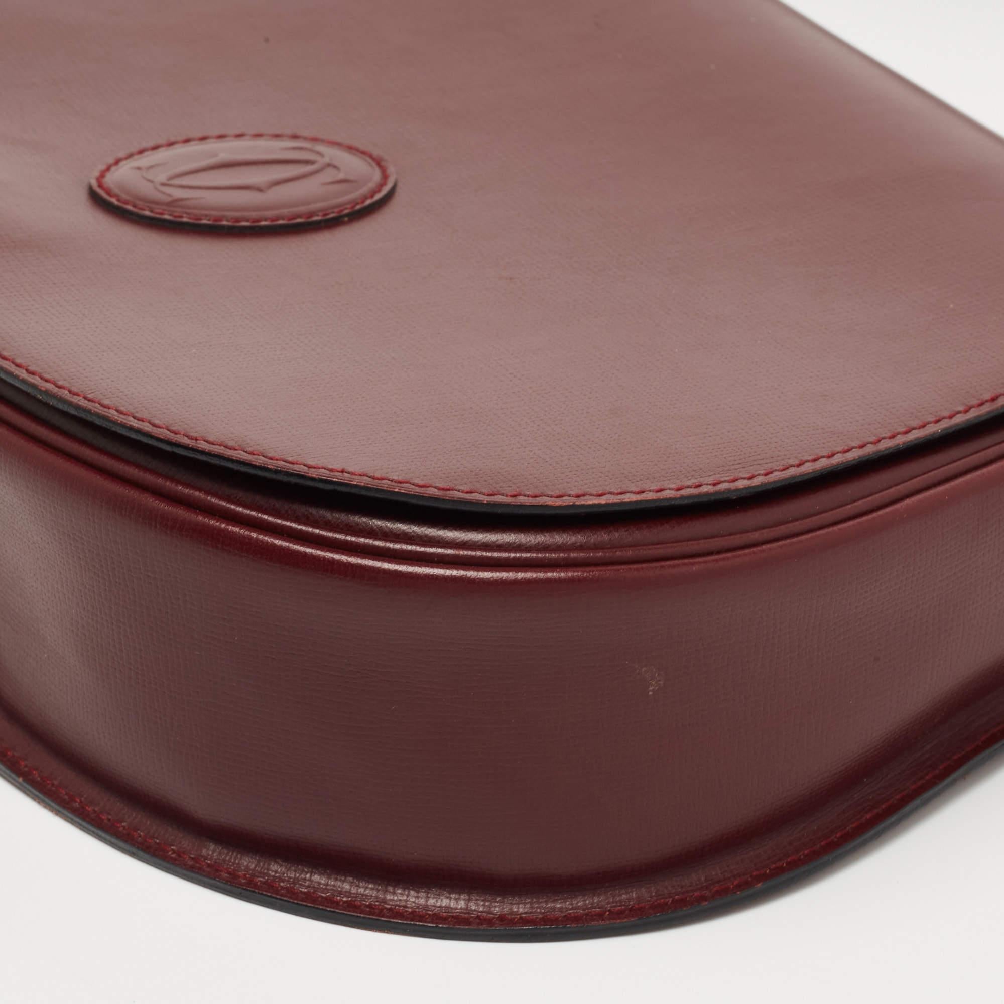 Cartier Burgundy Leather Must de Cartier Saddle Bag 3
