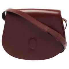 Cartier Burgundy Leather Must de Cartier Saddle Bag