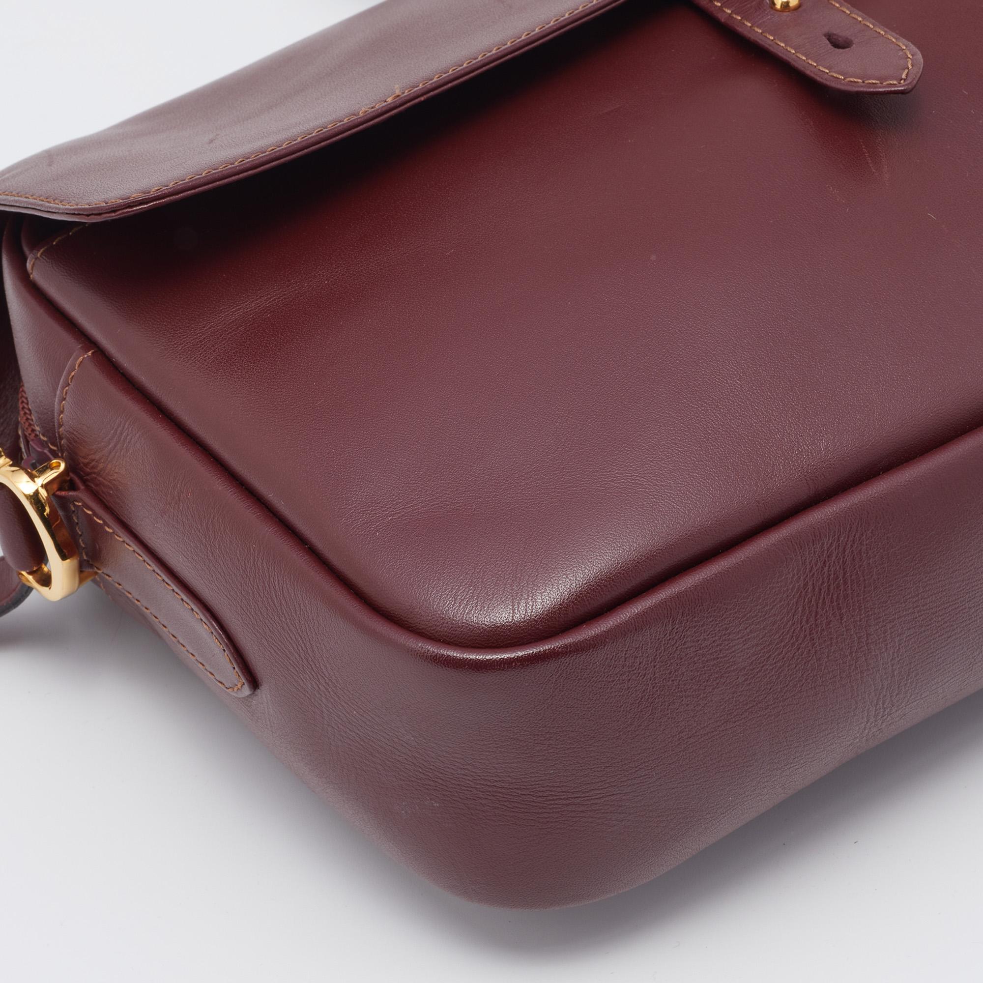 Brown Cartier Burgundy Leather Must de Cartier Shoulder Bag