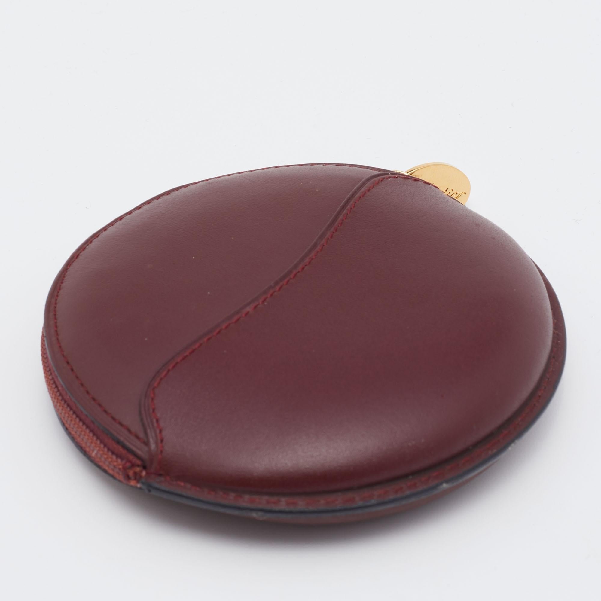 Women's Cartier Burgundy Leather Must De Round Coin Purse