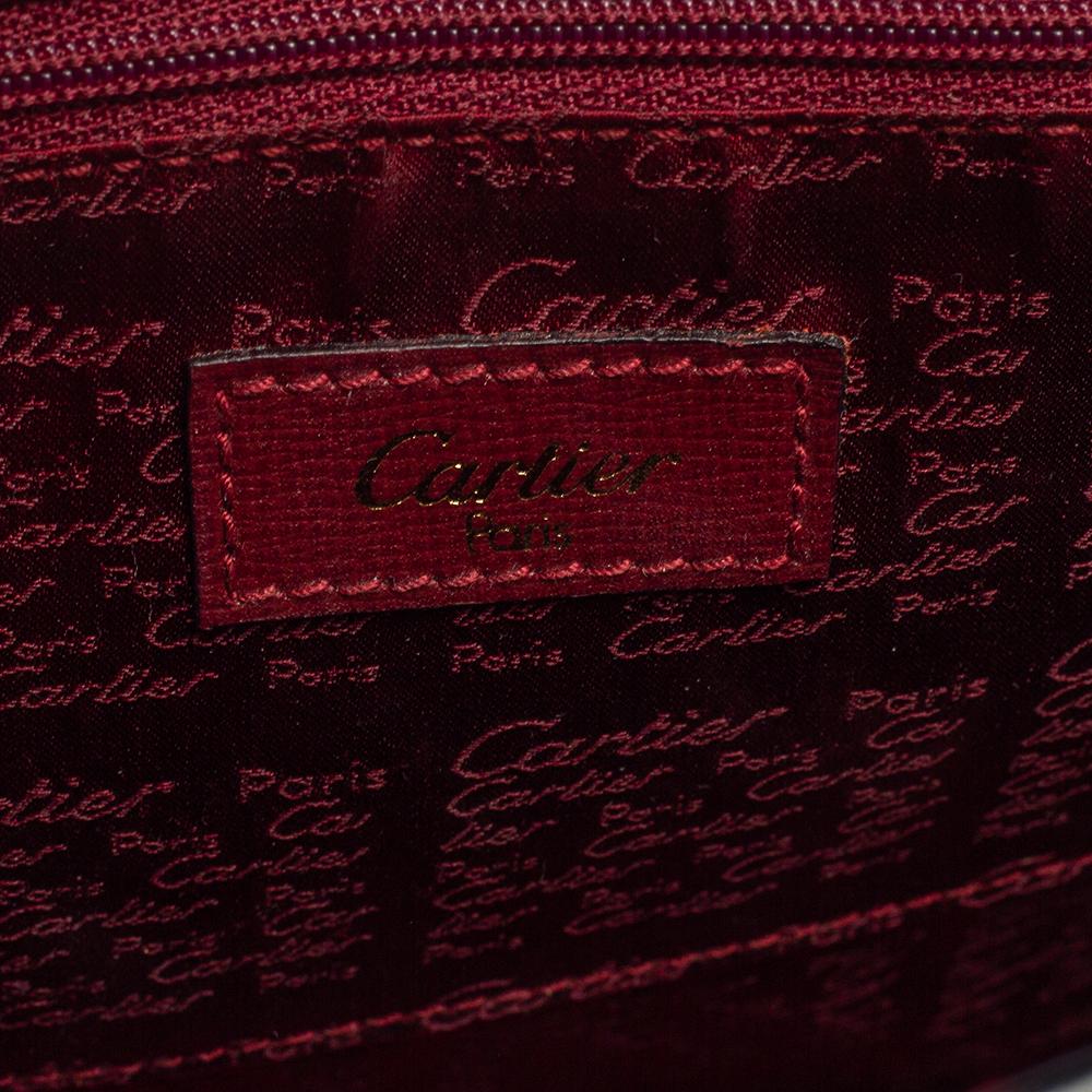 Cartier Burgundy Leather Rounder Tote Bag 5