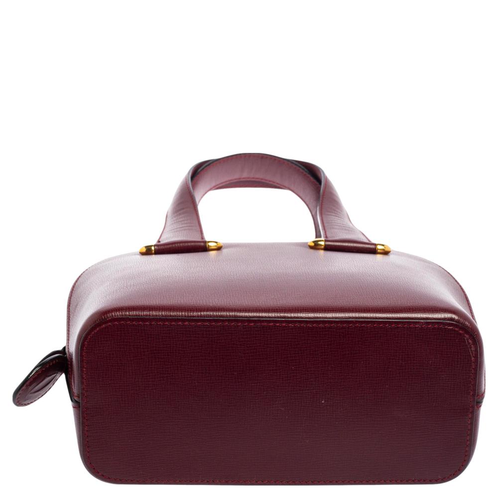 Cartier Burgundy Leather Rounder Tote Bag In Good Condition In Dubai, Al Qouz 2