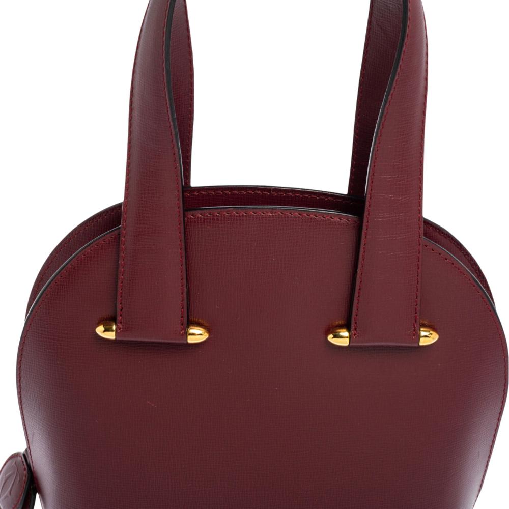 Cartier Burgundy Leather Rounder Tote Bag 2