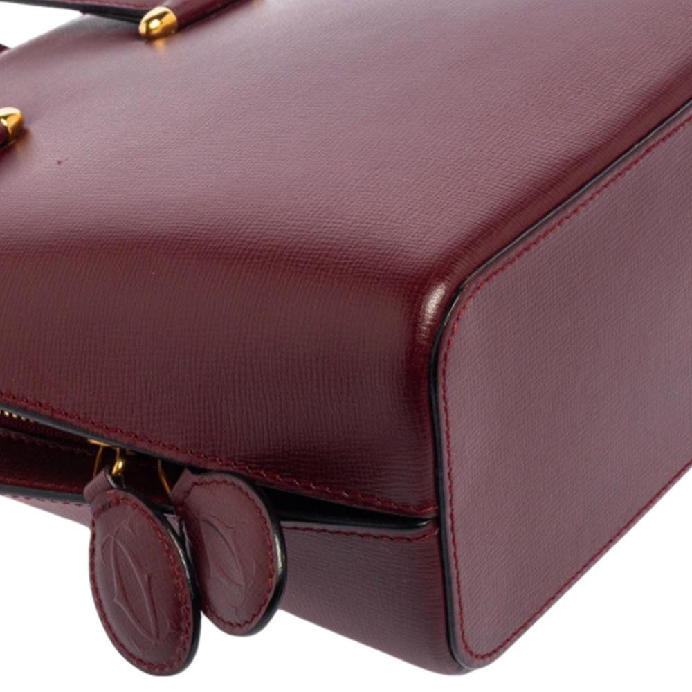 Cartier Burgundy Leather Rounder Tote Bag 3