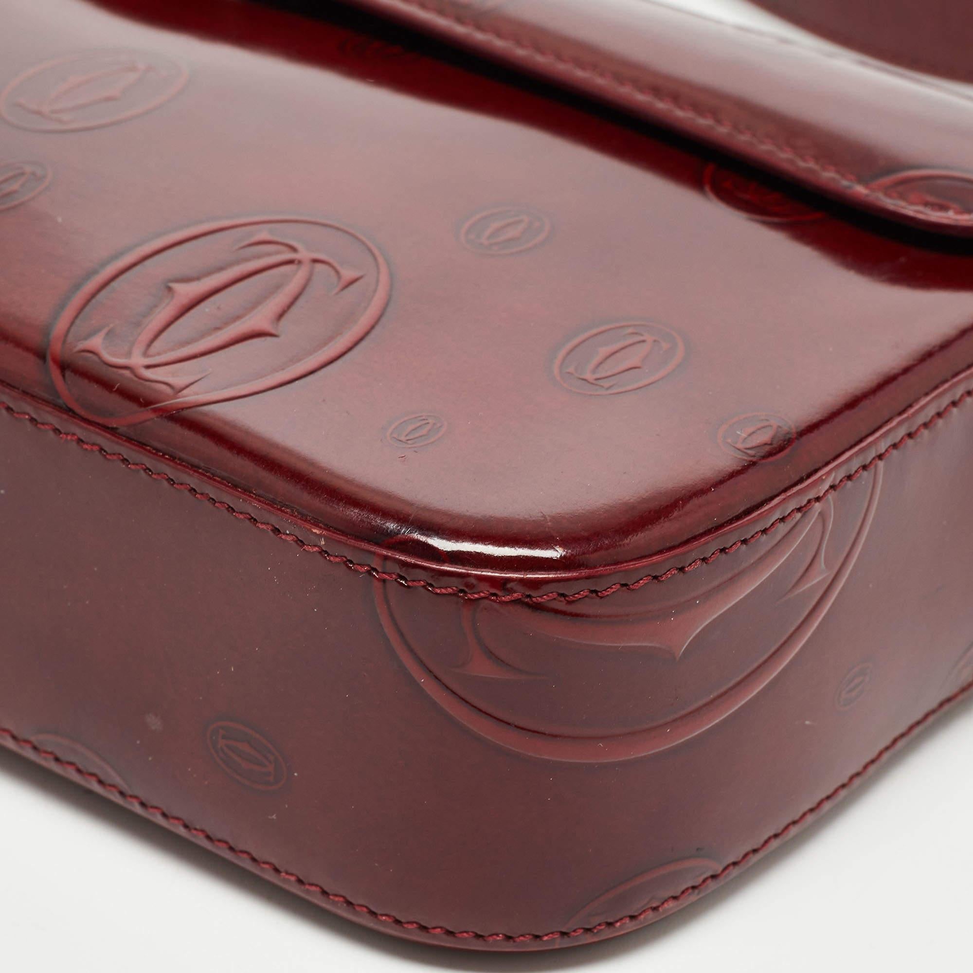 Cartier Burgundy Patent Leather Happy Birthday Baguette Bag 3