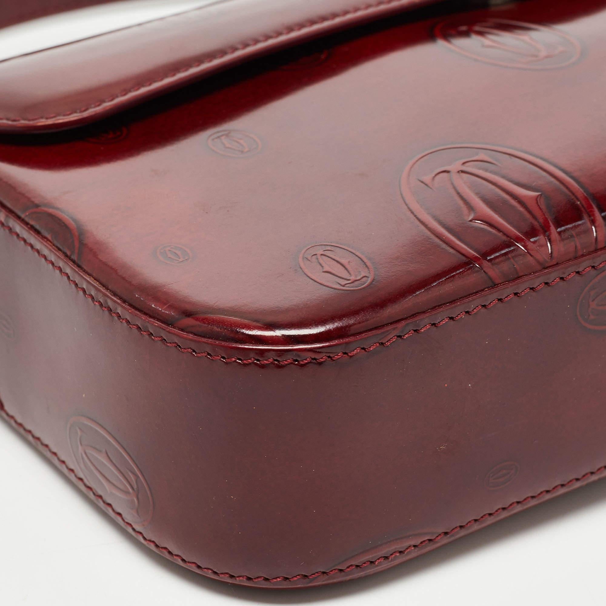 Cartier Burgundy Patent Leather Happy Birthday Baguette Bag 4