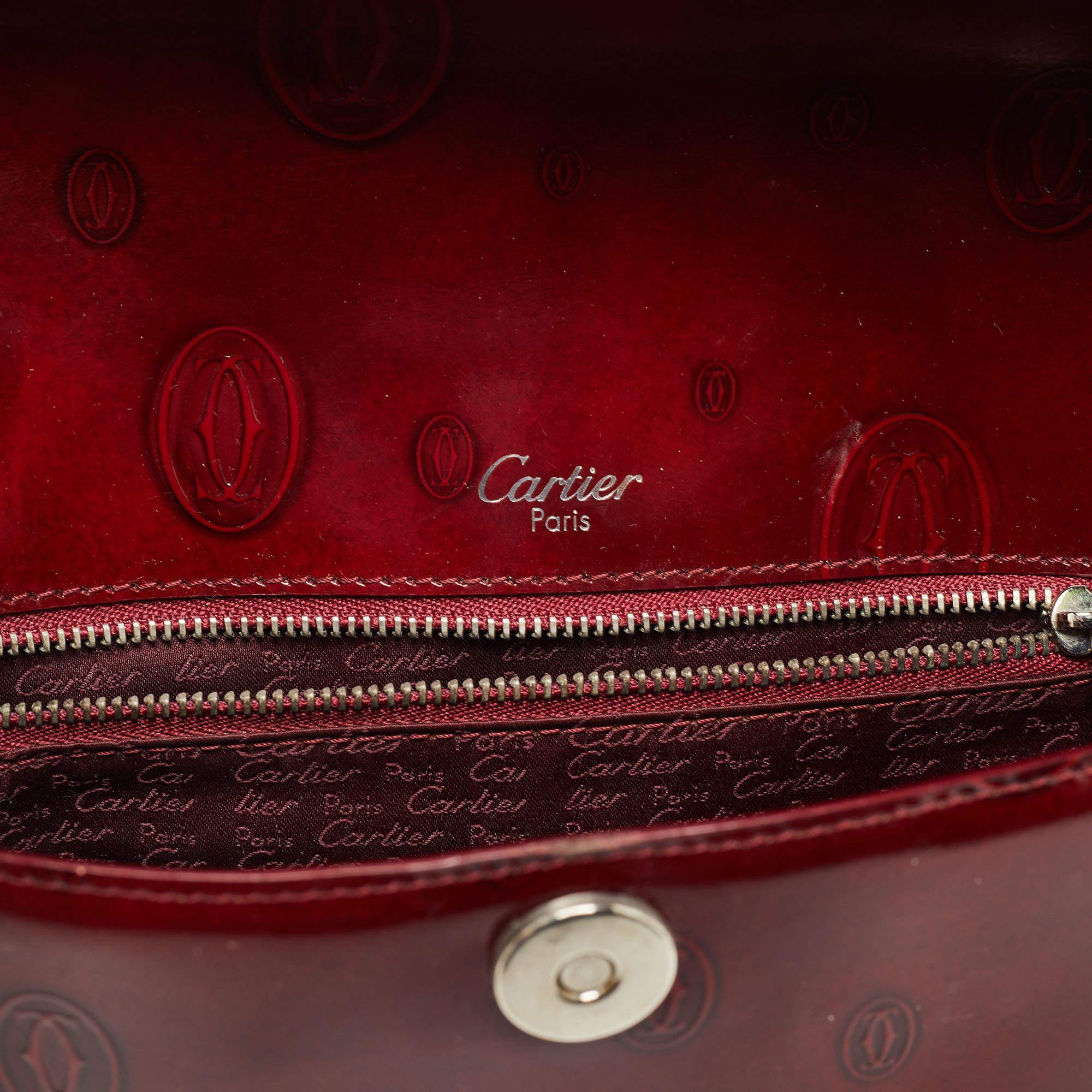 Cartier Burgundy Patent Leather Happy Birthday Baguette Bag 2