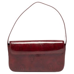Cartier Happy Birthday Baguette-Tasche aus burgunderrotem Lackleder