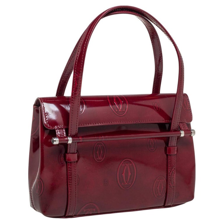 Cartier Burgundy Patent Leather Happy Birthday Cabochon Flap Bag