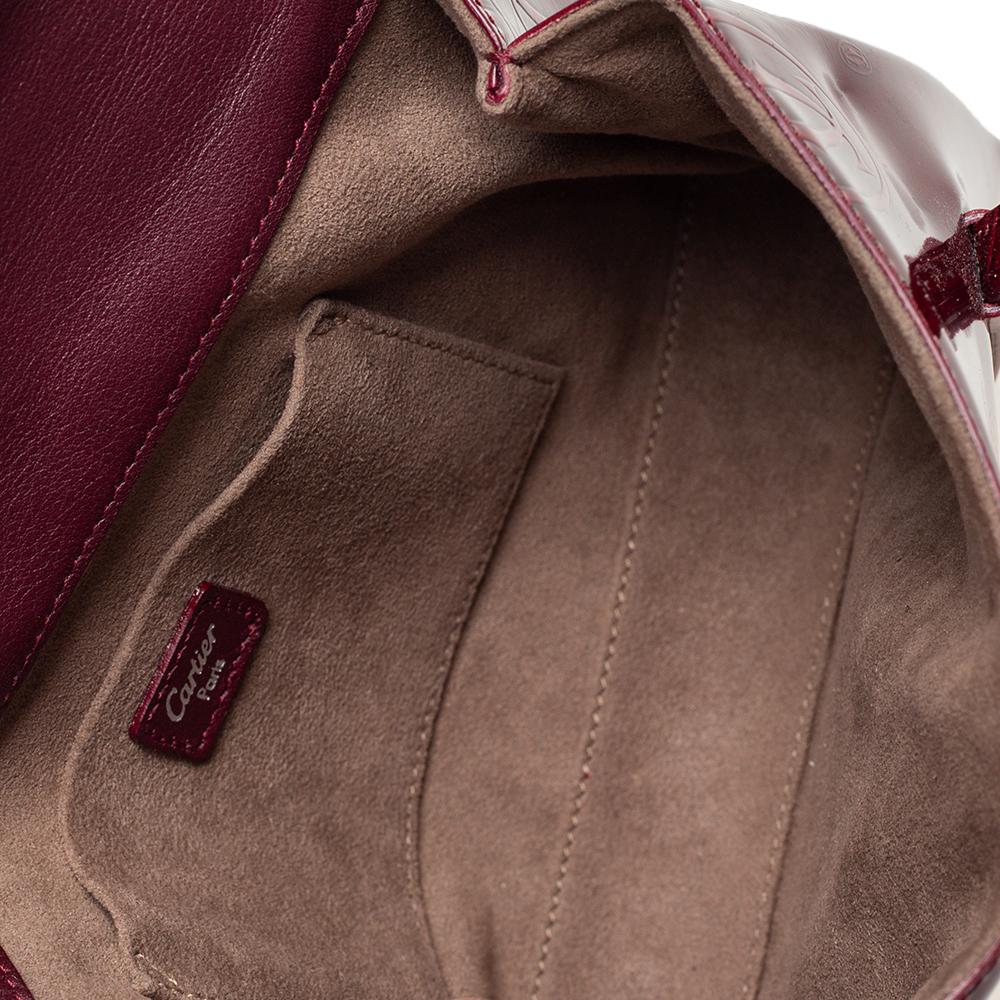 Cartier Burgundy Patent Leather Happy Birthday Cabochon Flap Bag In Good Condition In Dubai, Al Qouz 2