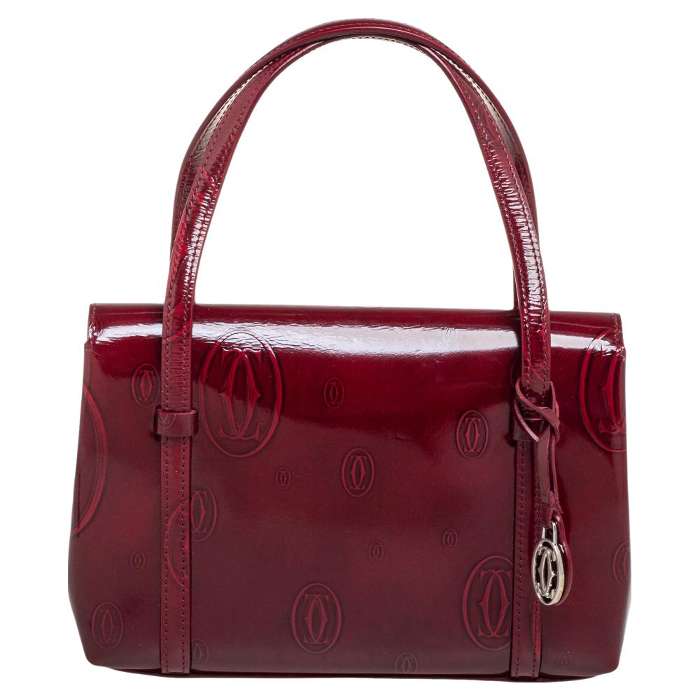 Cartier Burgundy Patent Leather Happy Birthday Cabochon Flap Bag 3