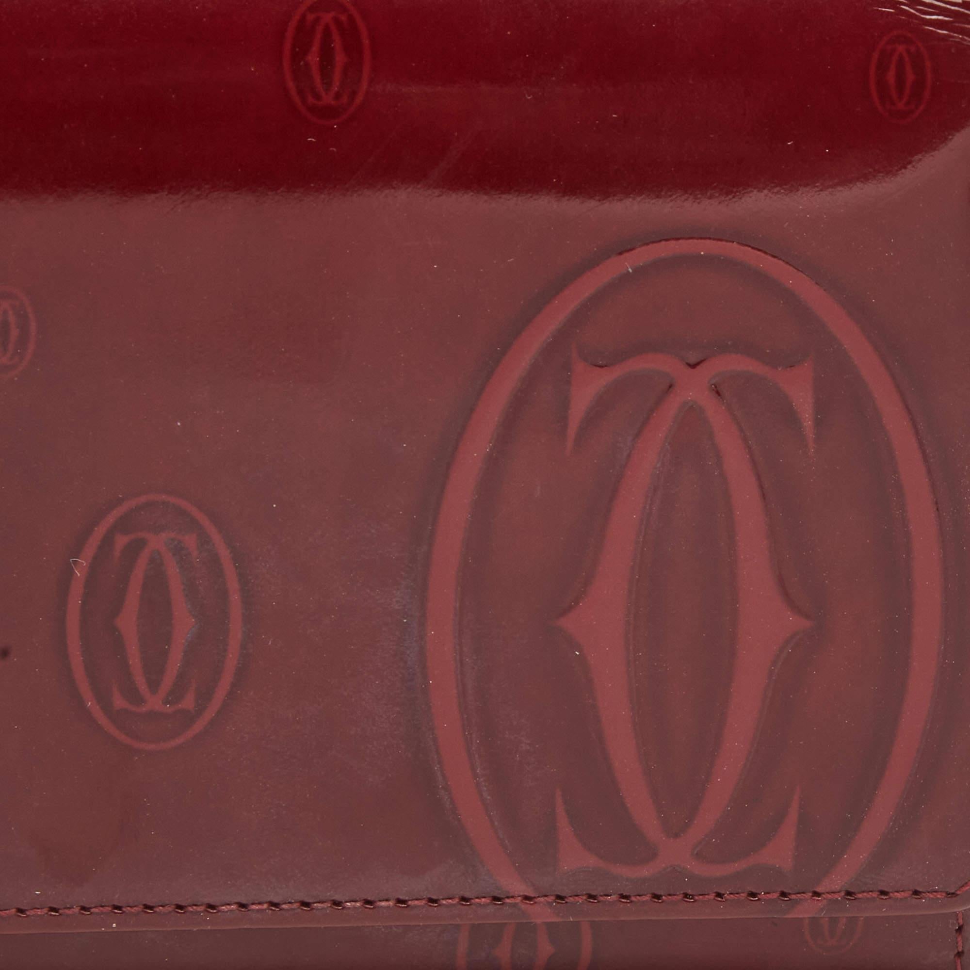 Cartier Burgundy Patent Leather Happy Birthday Continental Wallet 6