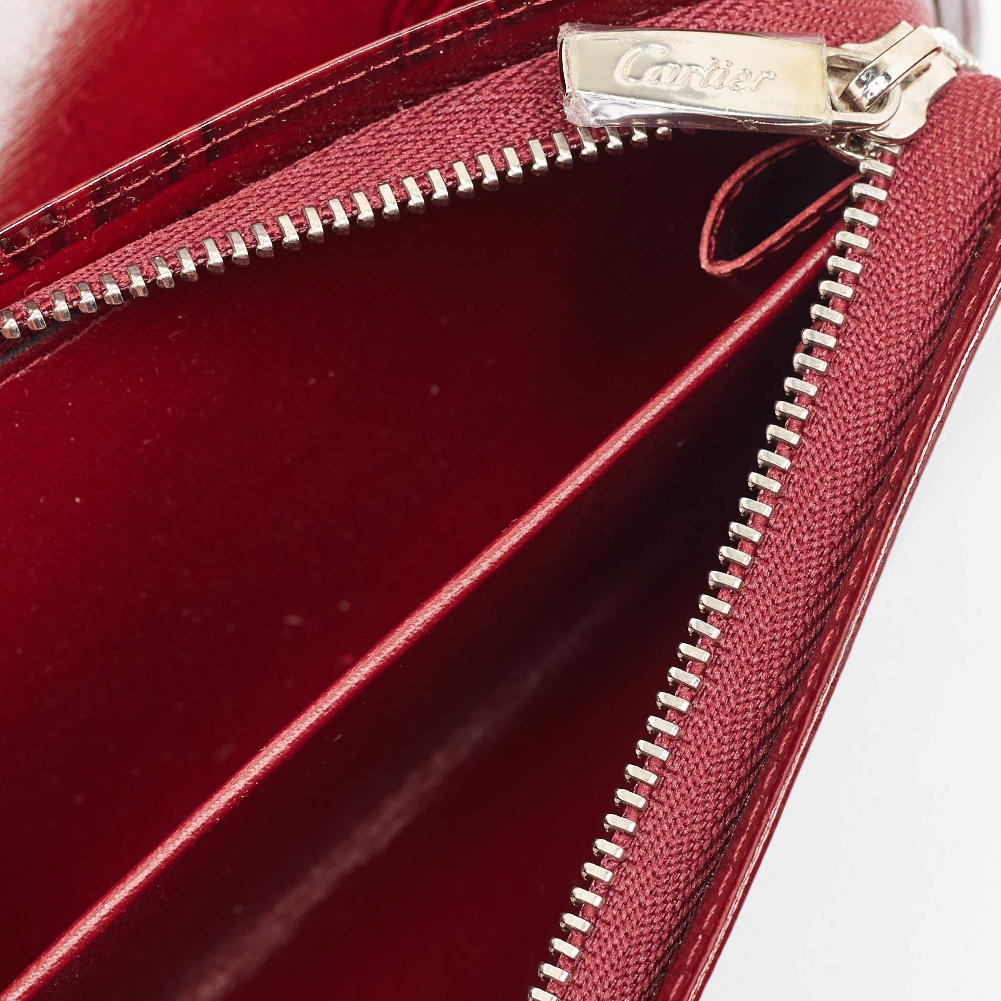Cartier Burgundy Patent Leather Happy Birthday Continental Wallet In Excellent Condition In Dubai, Al Qouz 2