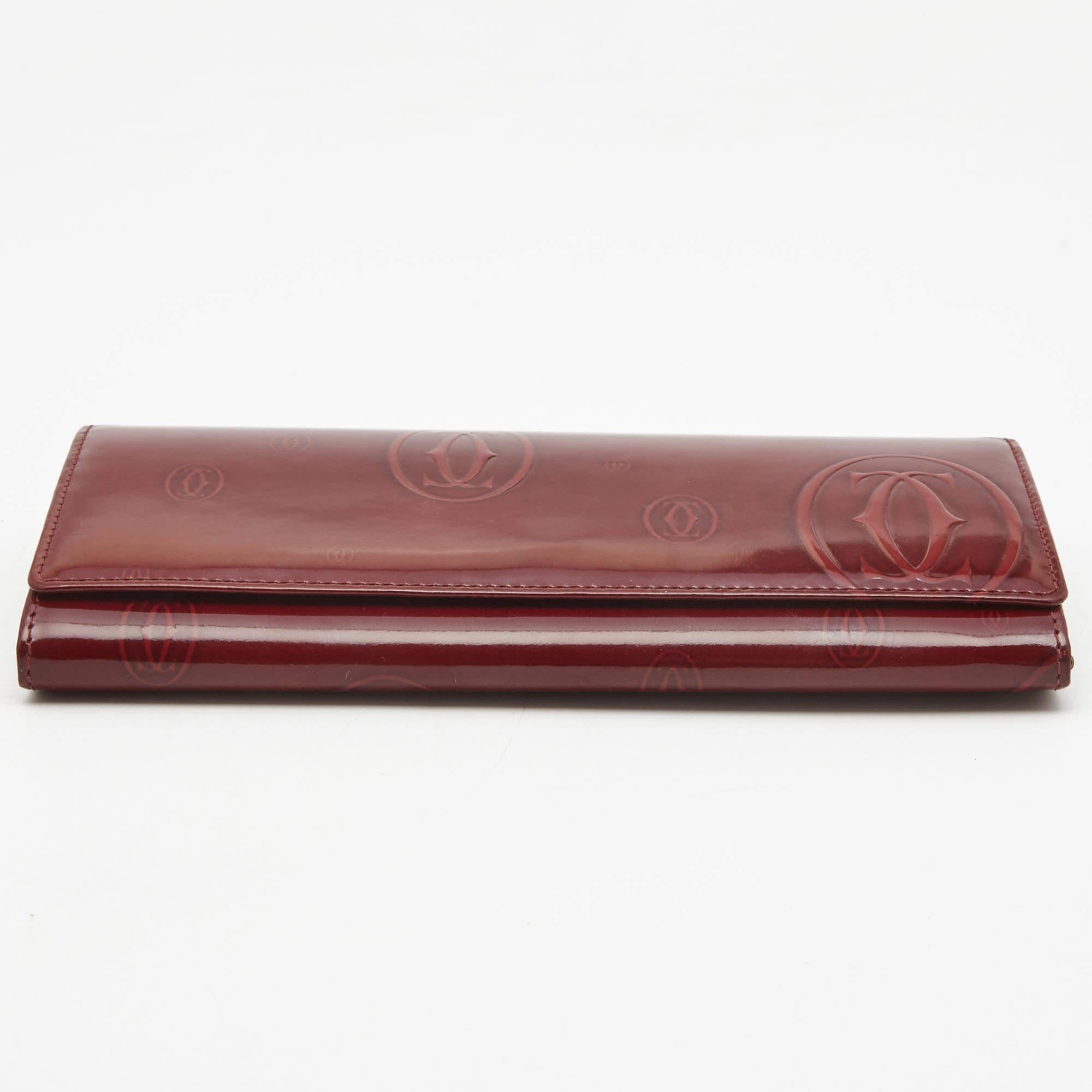 Women's Cartier Burgundy Patent Leather Happy Birthday Continental Wallet