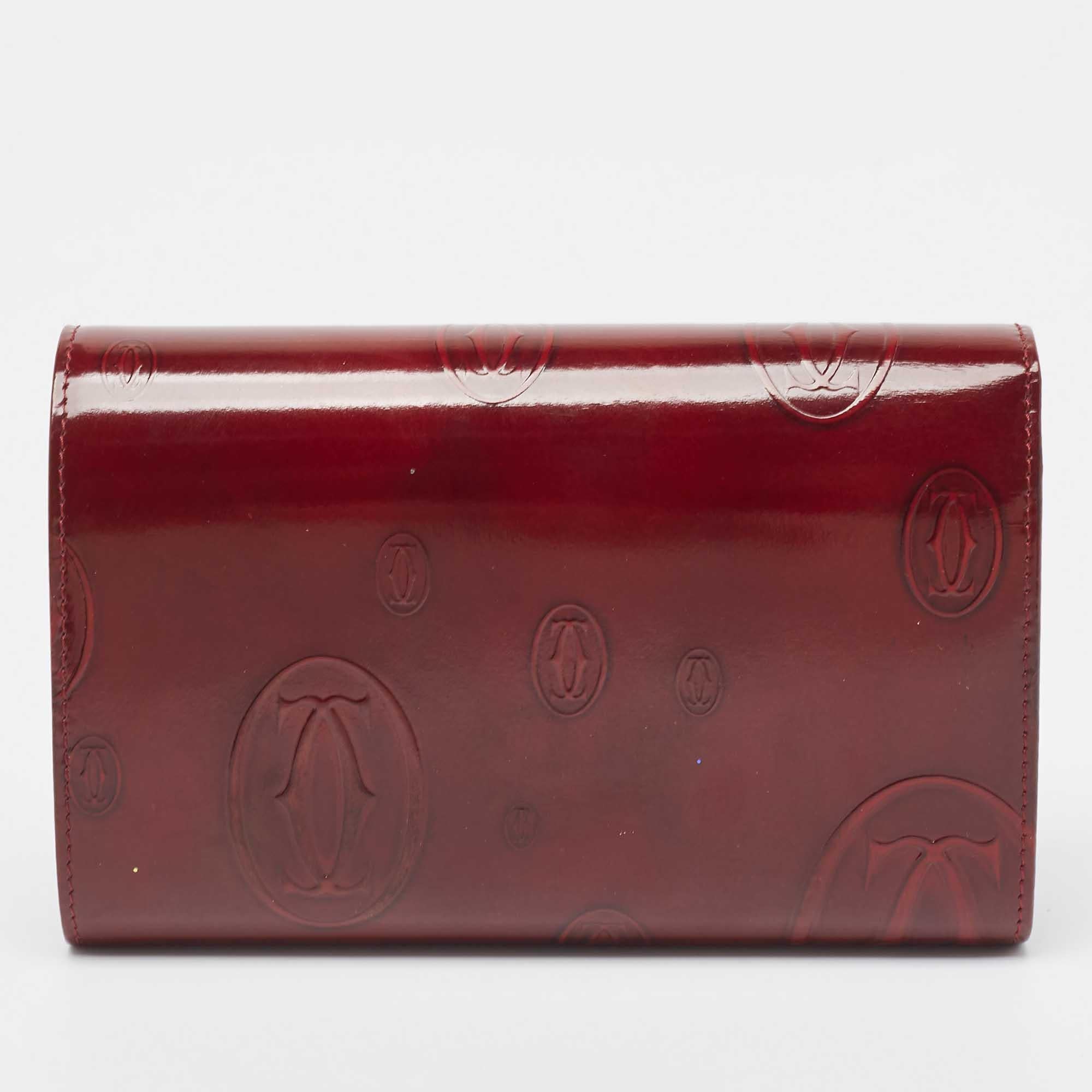 Cartier Burgundy Patent Leather Happy Birthday Continental Wallet 1