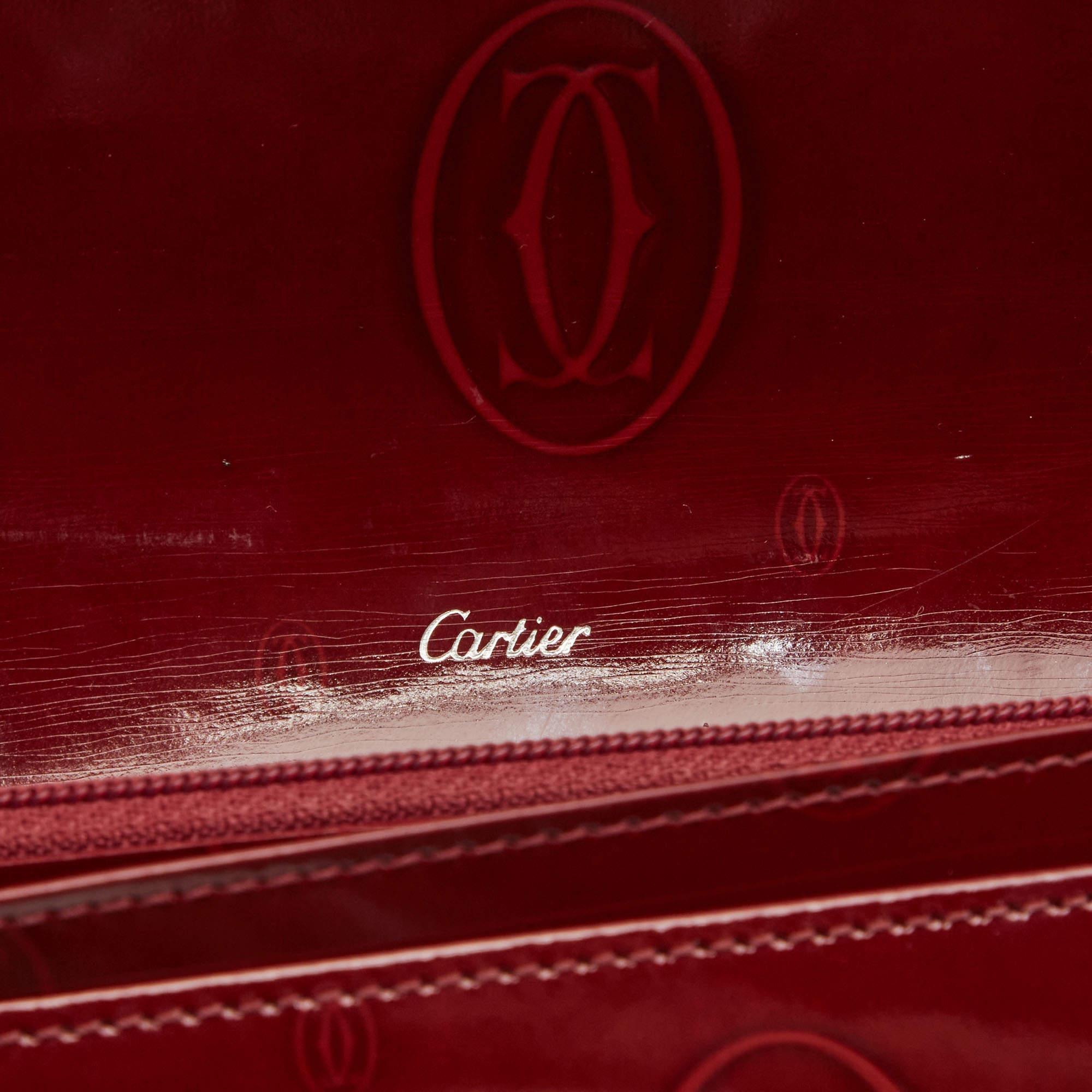 Cartier Burgundy Patent Leather Happy Birthday Continental Wallet 2