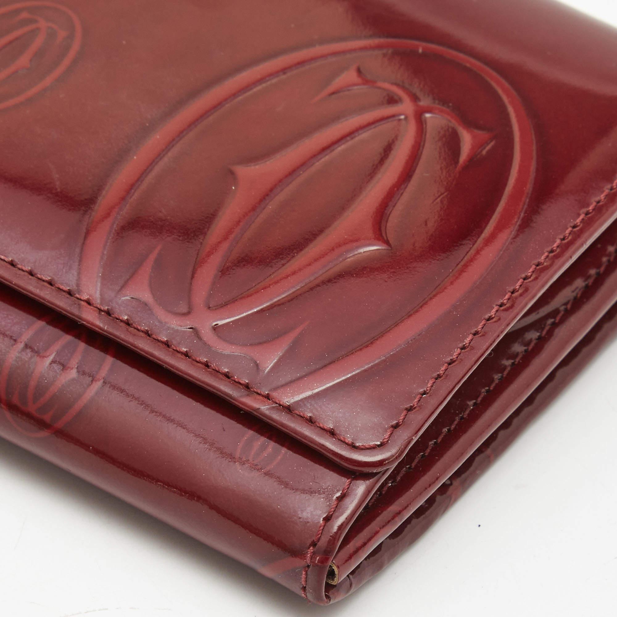 Cartier Burgundy Patent Leather Happy Birthday Continental Wallet 3