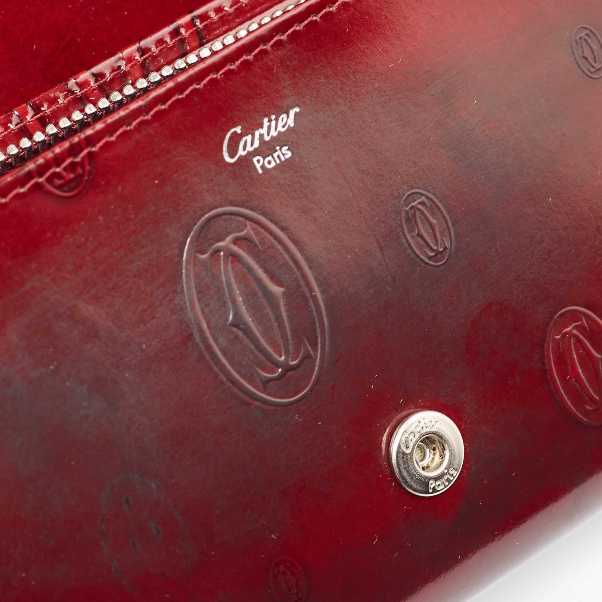 Cartier Burgundy Patent Leather Happy Birthday Continental Wallet 3