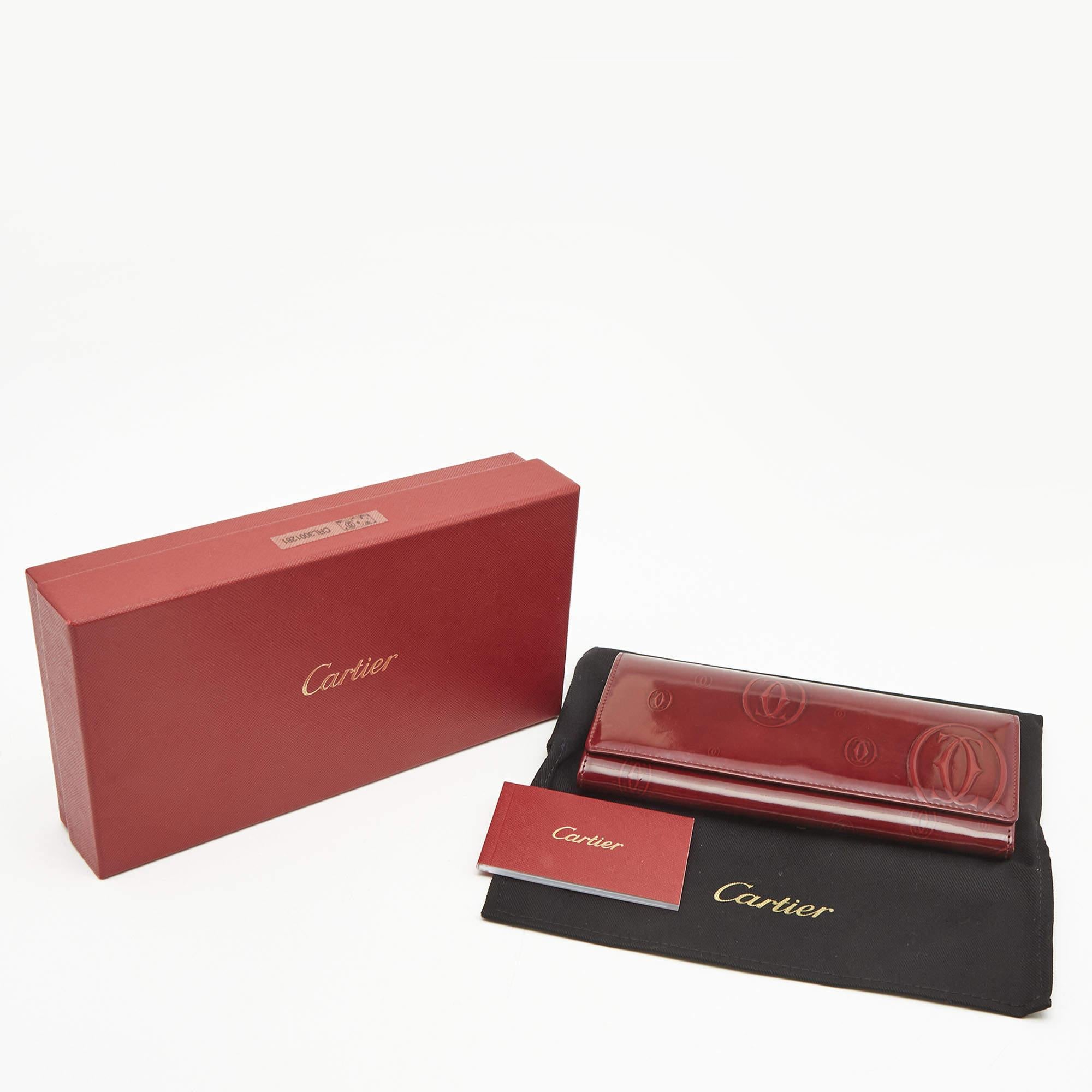 Cartier Burgundy Patent Leather Happy Birthday Continental Wallet 4
