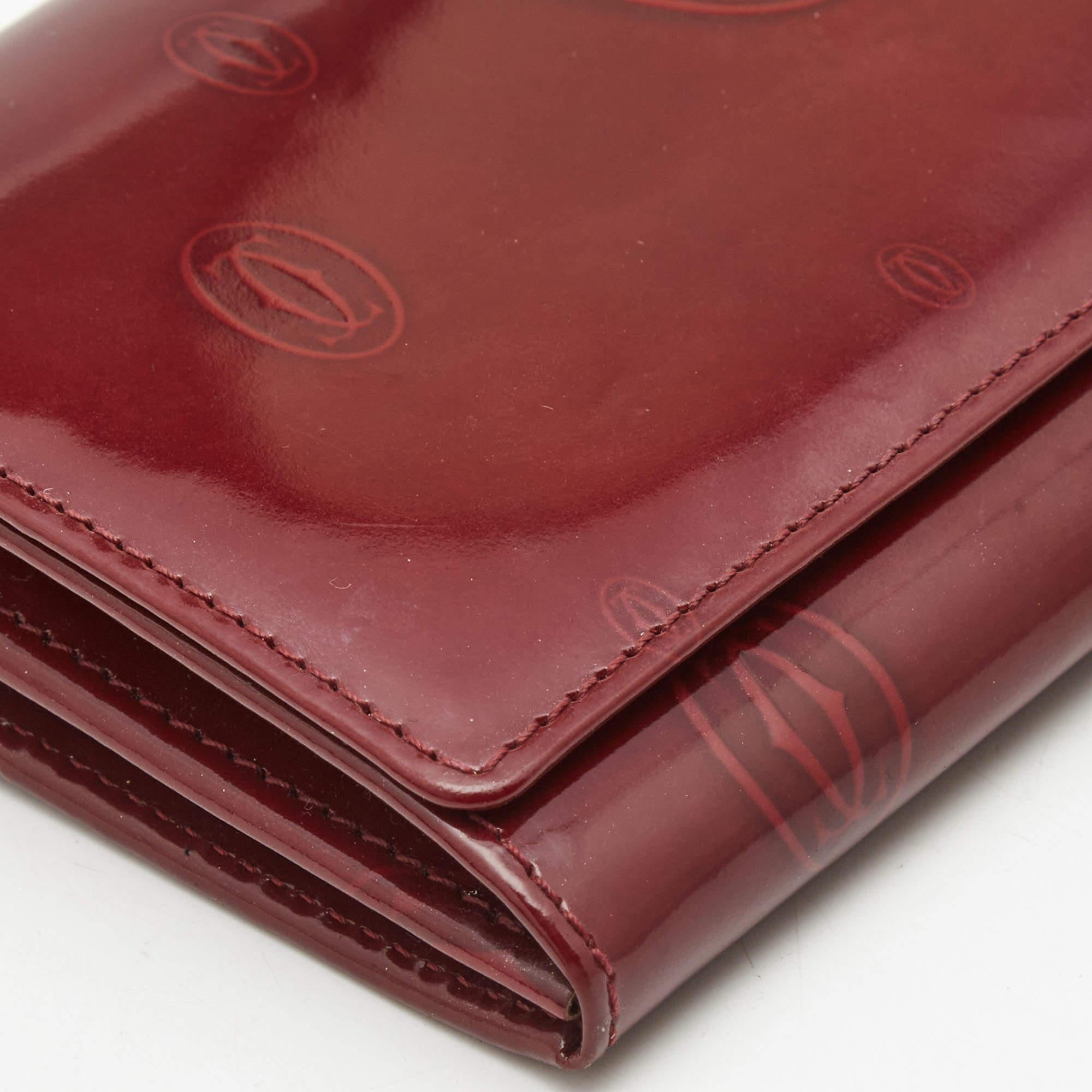 Cartier Burgundy Patent Leather Happy Birthday Continental Wallet 5