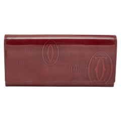 Cartier Burgundy Patent Leather Happy Birthday Continental Wallet