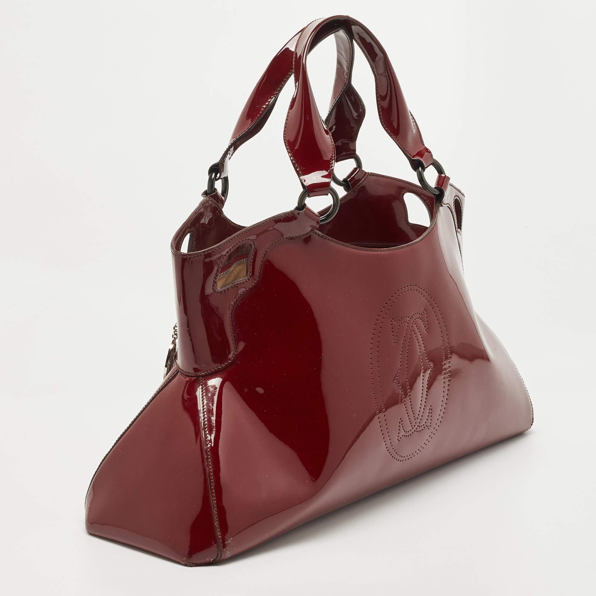Cartier Burgundy Patent Leather Large Marcello de Cartier Bag In Good Condition In Dubai, Al Qouz 2